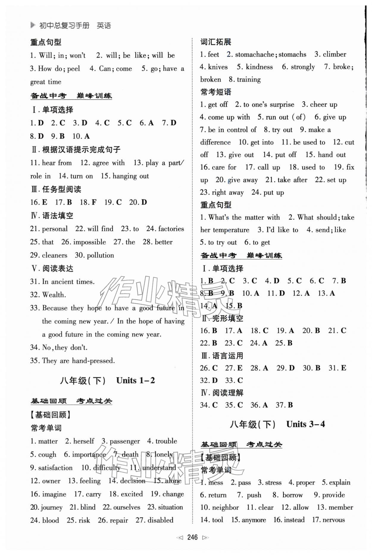 2026年初中总复习手册新世纪出版社英语人教版&nbsp;第6页