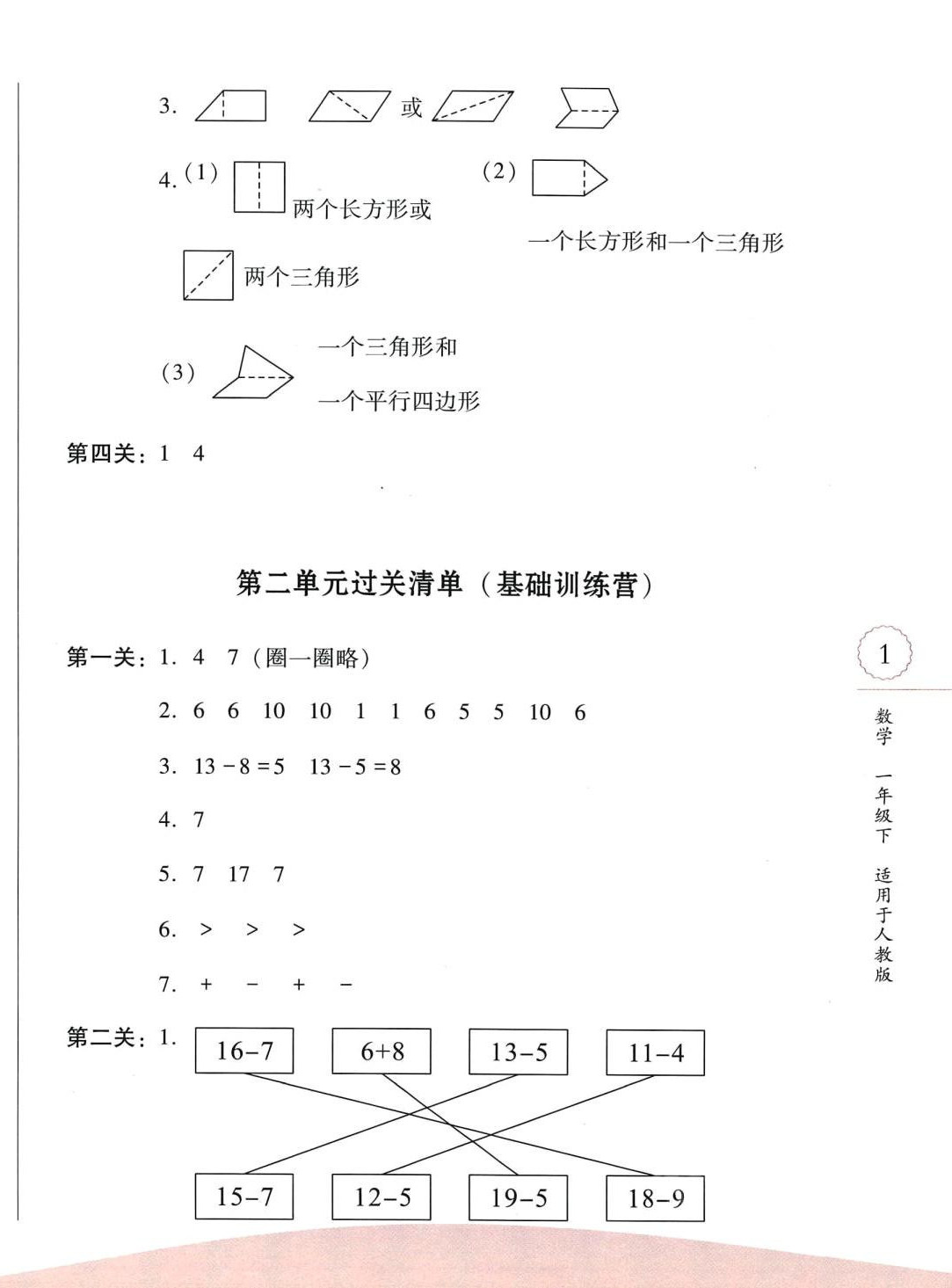 2024年過關清單校內達標一年級數學下冊人教版 第2頁
