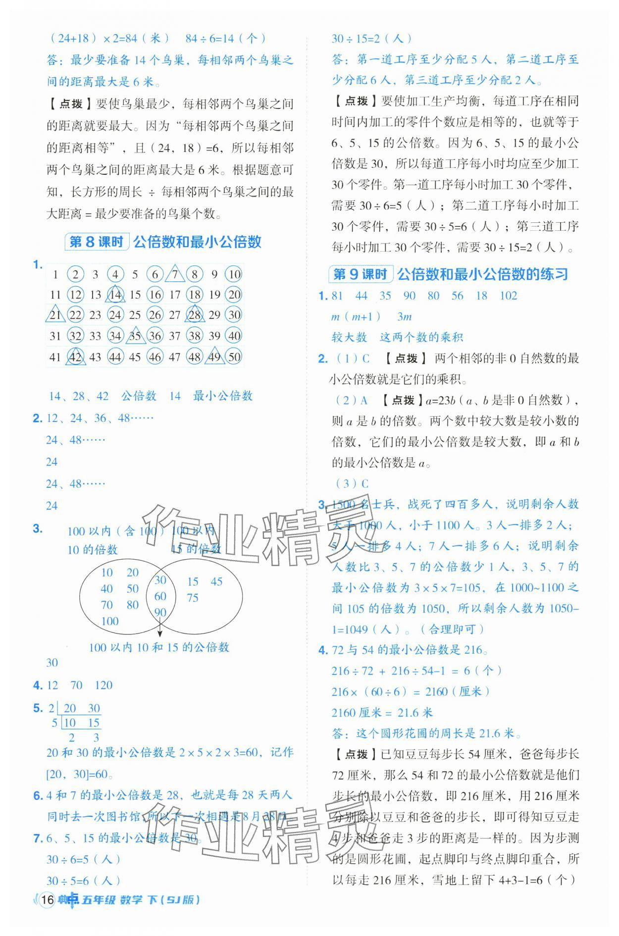 2025年综合应用创新题典中点五年级数学下册苏教版 参考答案第16页