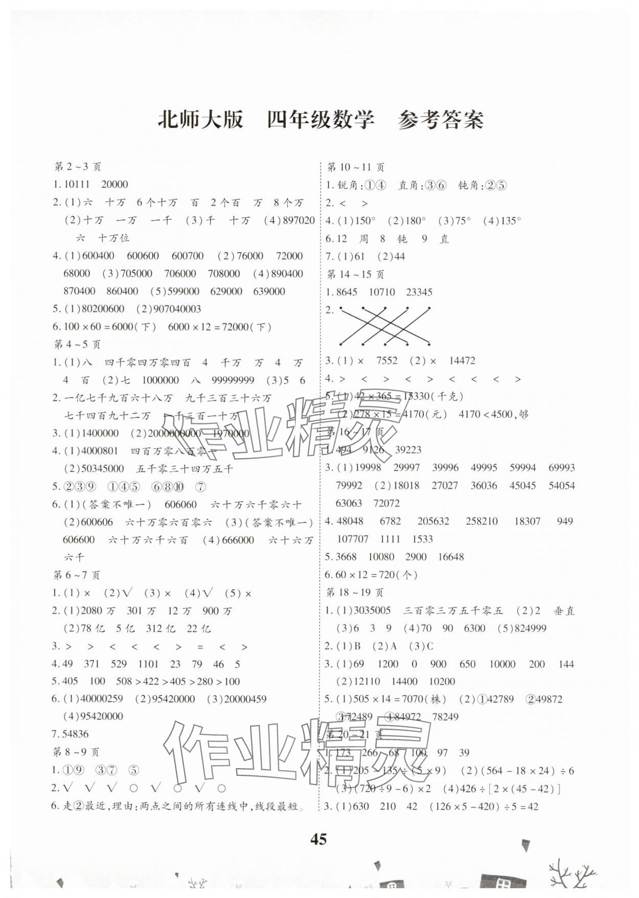 2025年智趣寒假作業(yè)四年級數(shù)學(xué)北師大版 第1頁