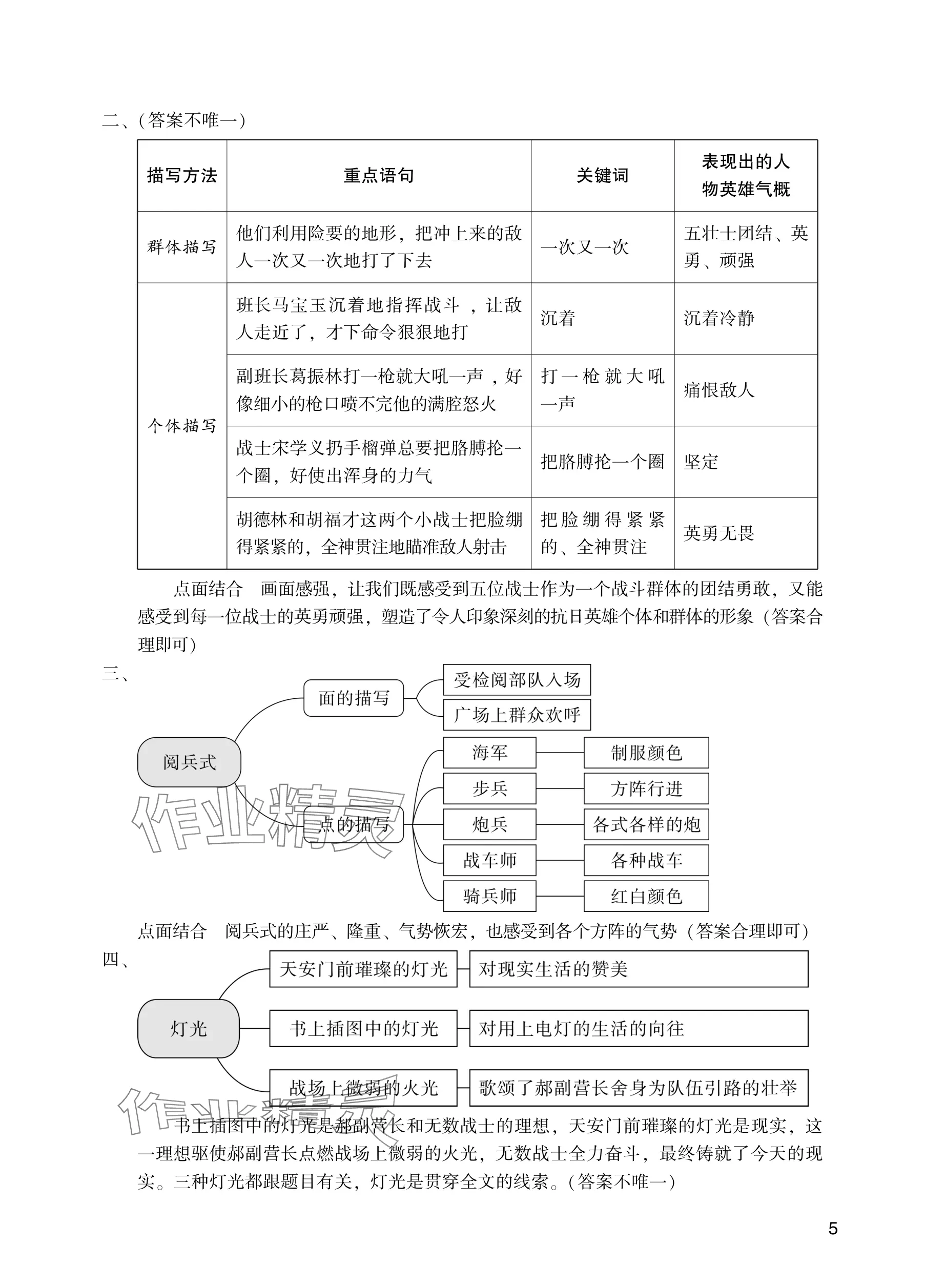 2025年阳光学业评价六年级语文上册人教版 参考答案第5页