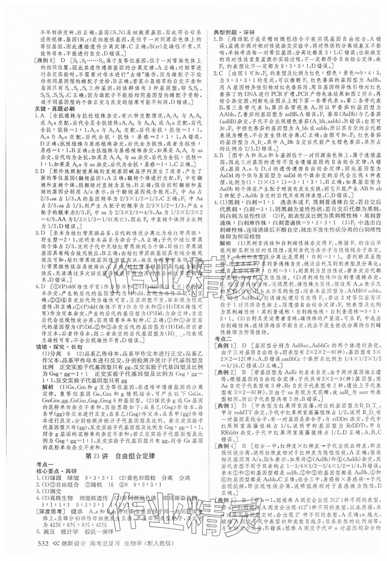2025年創新設計高考總復習高中生物 參考答案第26頁