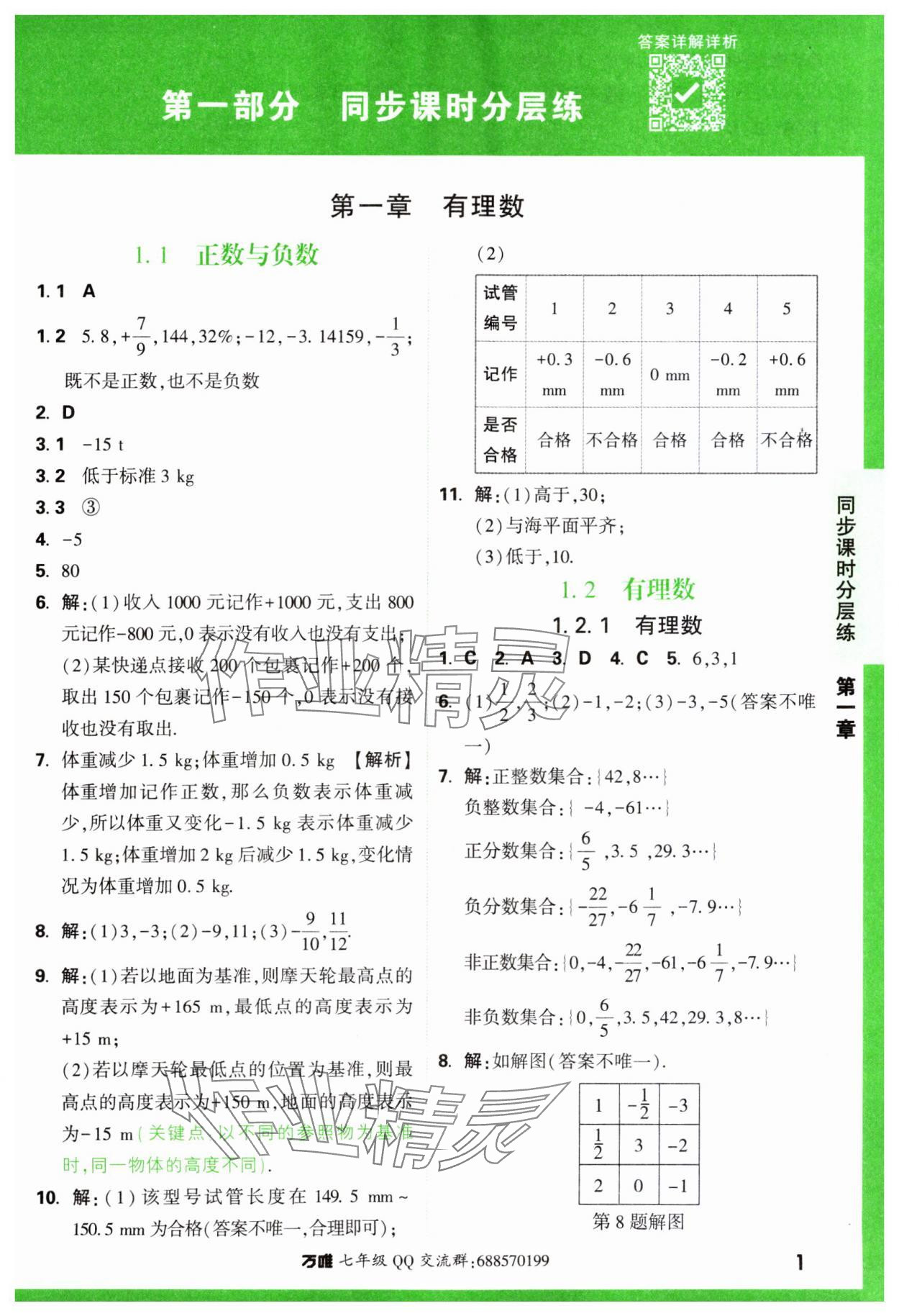 2023年基礎題與中考新考法七年級數學上冊人教版 參考答案第1頁