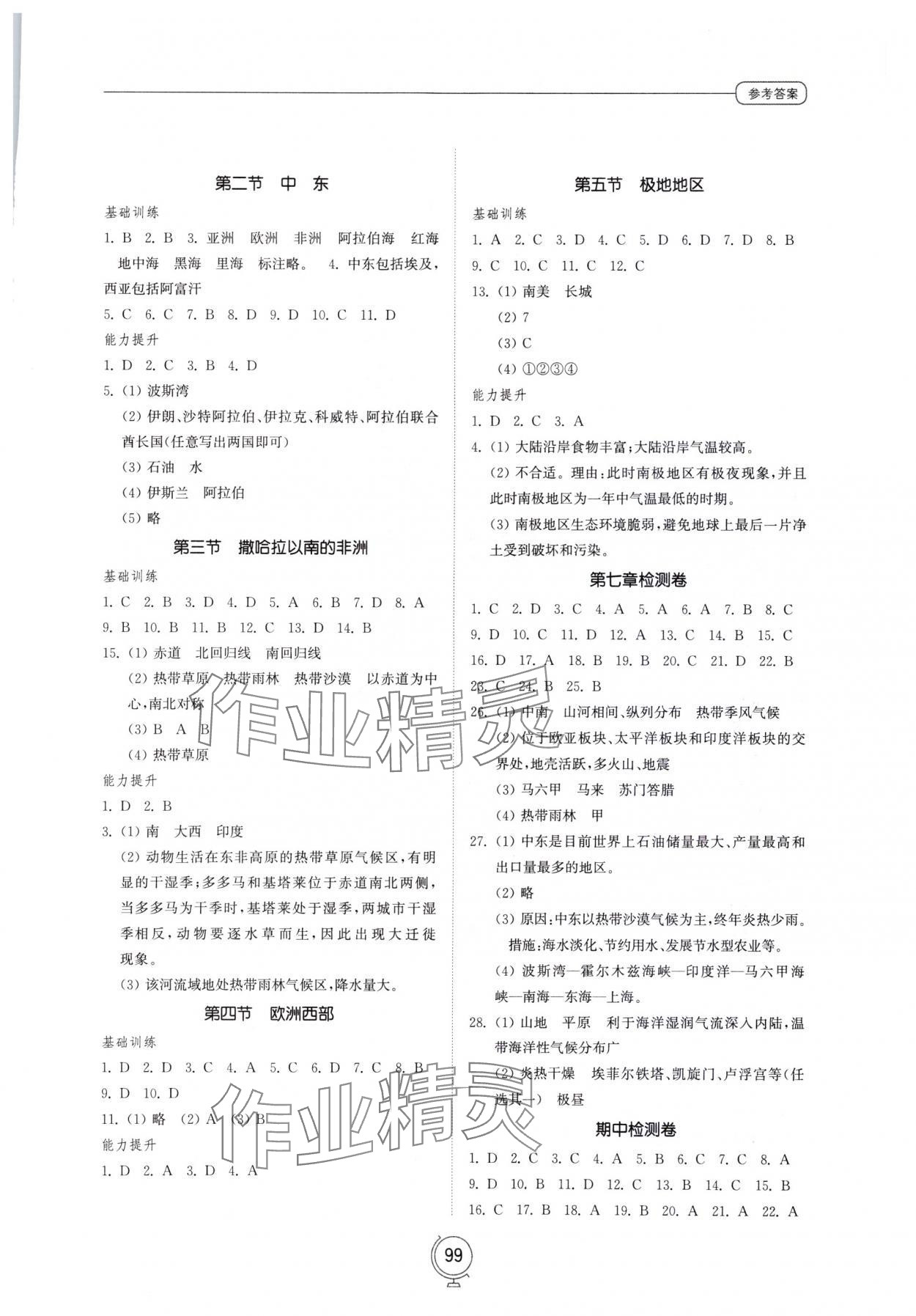 2024年同步練習(xí)冊(cè)山東教育出版社七年級(jí)地理下冊(cè)商務(wù)星球版 參考答案第2頁