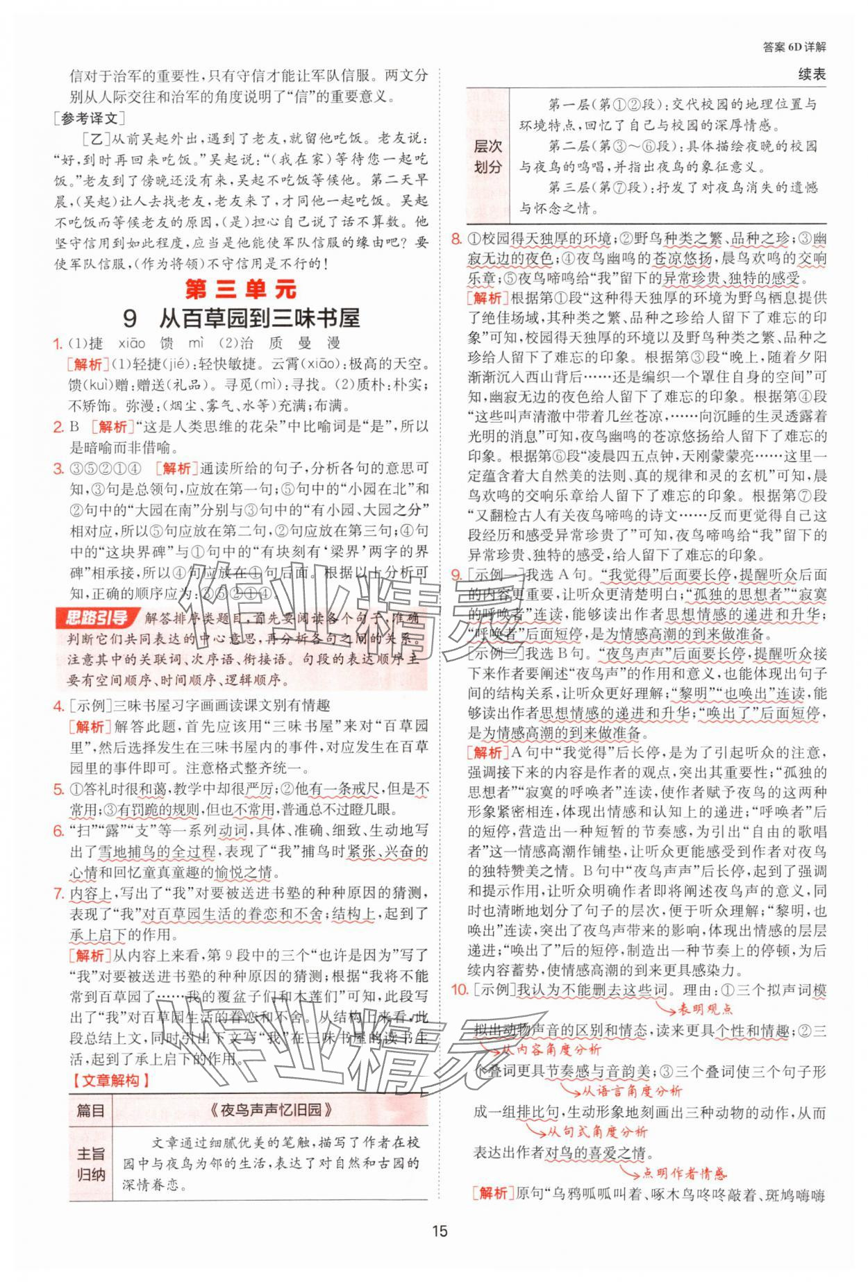 2025年課時(shí)訓(xùn)練七年級(jí)語(yǔ)文上冊(cè)人教版江蘇人民出版社 參考答案第15頁(yè)