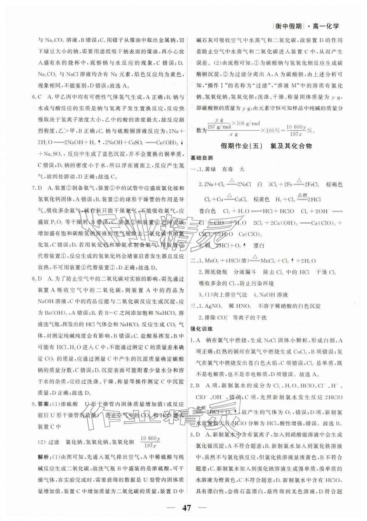 2026年衡水金卷衡中假期高一化学&nbsp;第5页