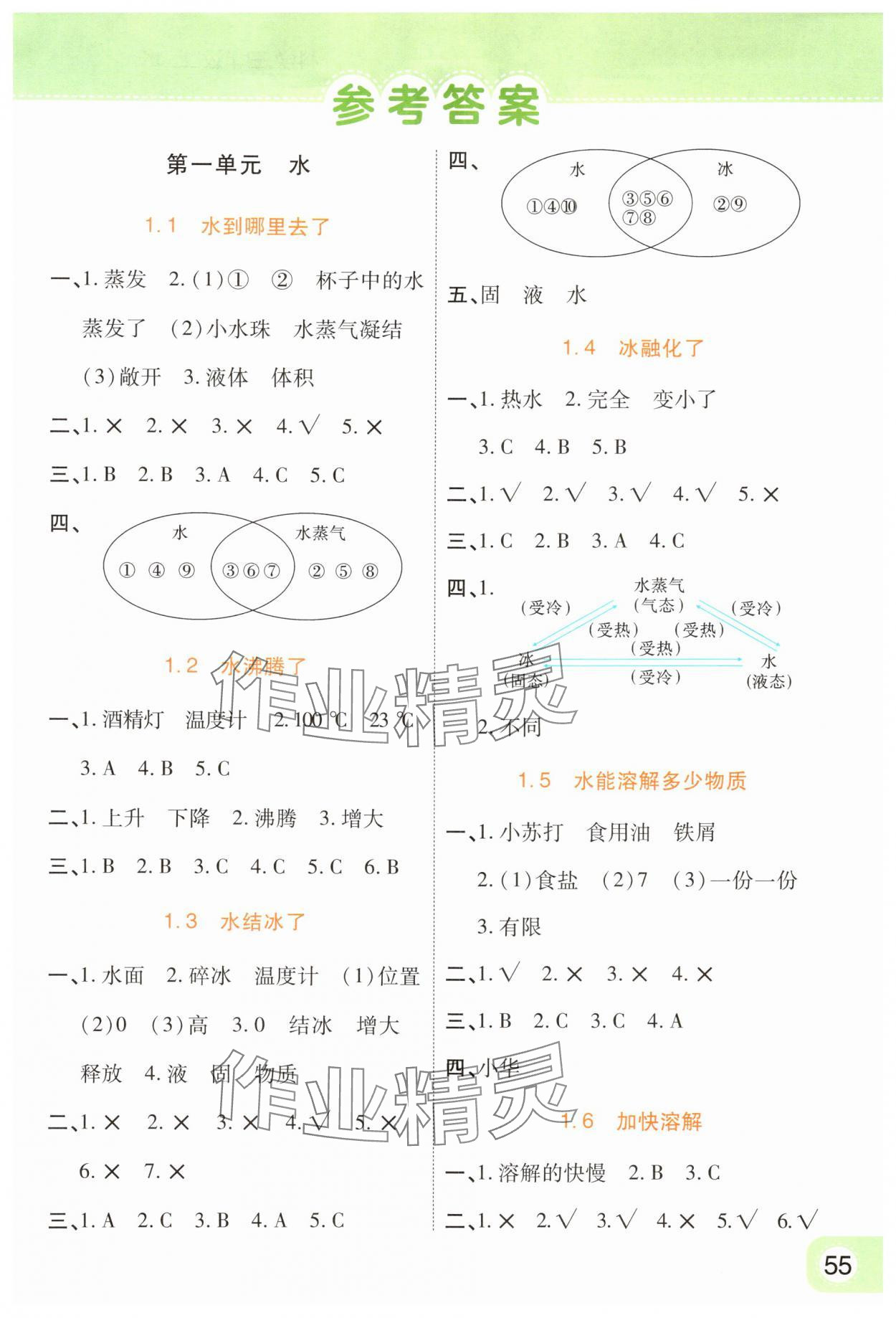 2024年黃岡同步訓練三年級科學上冊教科版 參考答案第1頁