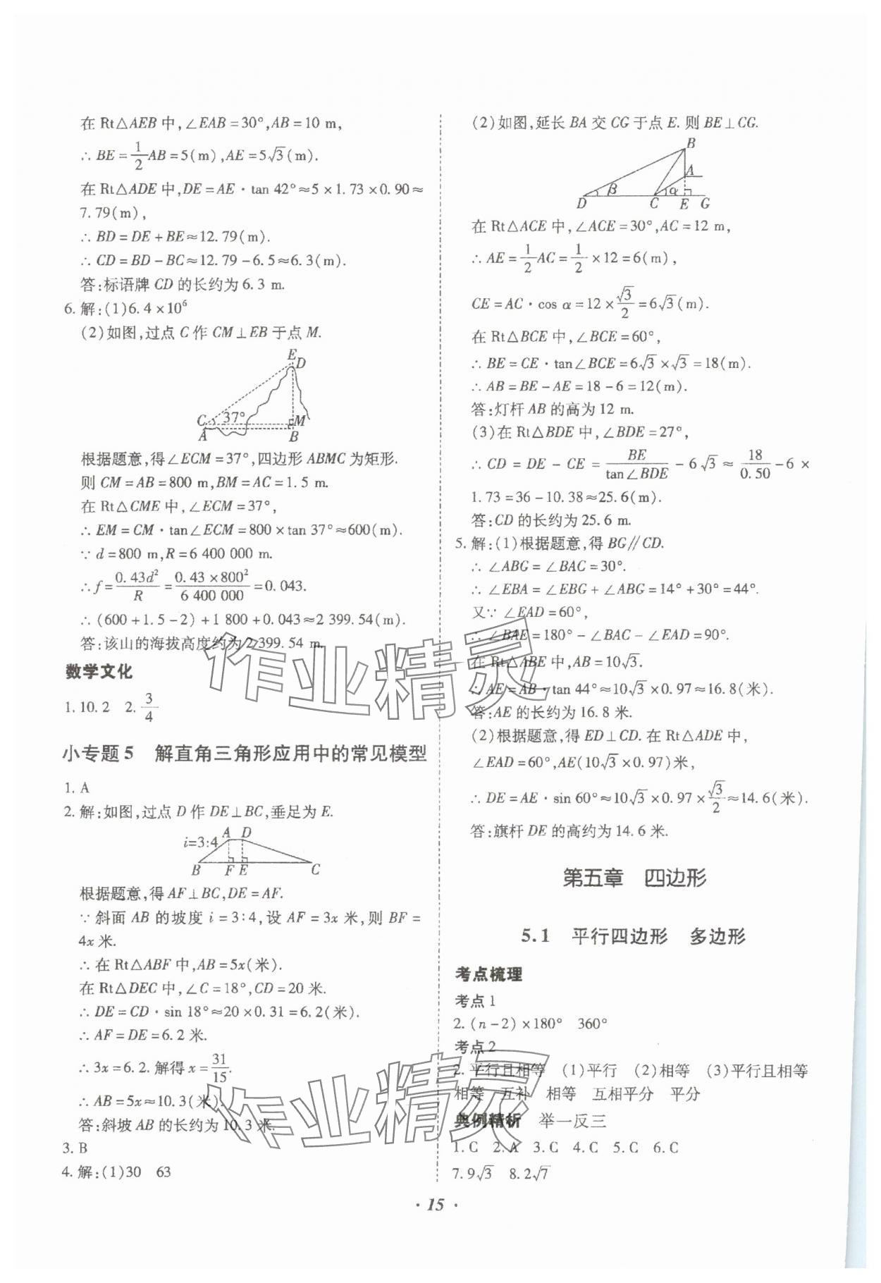 2024年本土攻略精準復習方案數(shù)學中考云南專版 參考答案第15頁