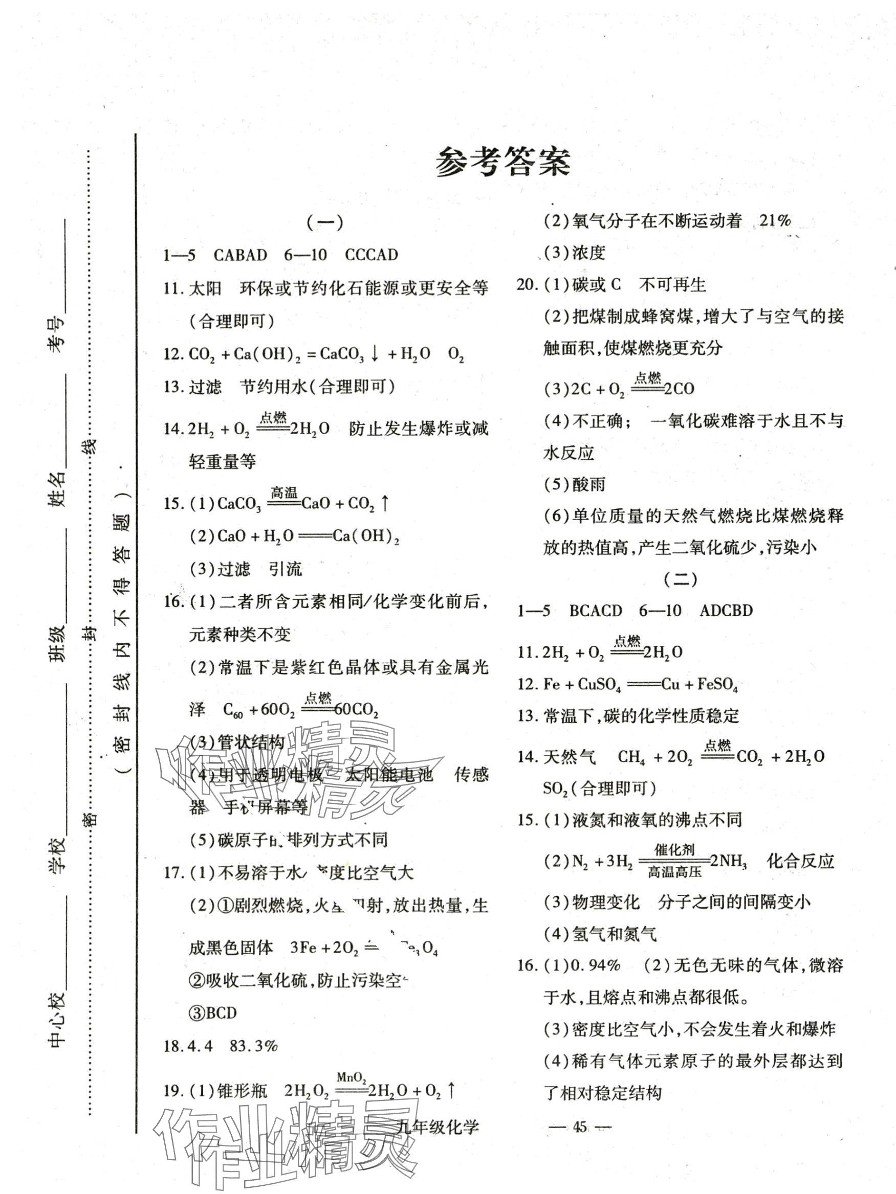 2024年河東教育聯(lián)考經(jīng)典卷九年級化學 第1頁