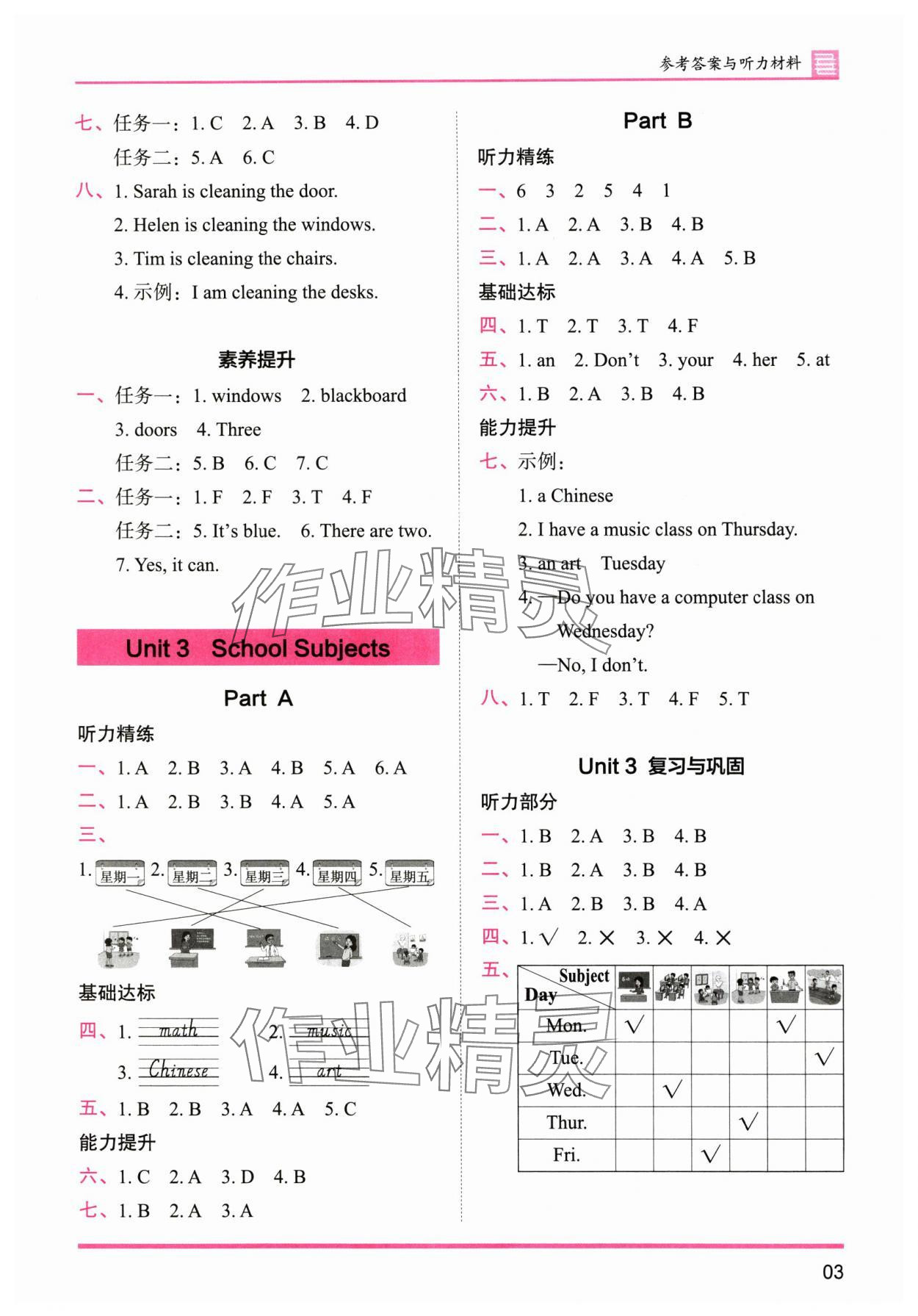 2025年木頭馬分層課課練四年級(jí)英語(yǔ)下冊(cè)閩教版 參考答案第3頁(yè)