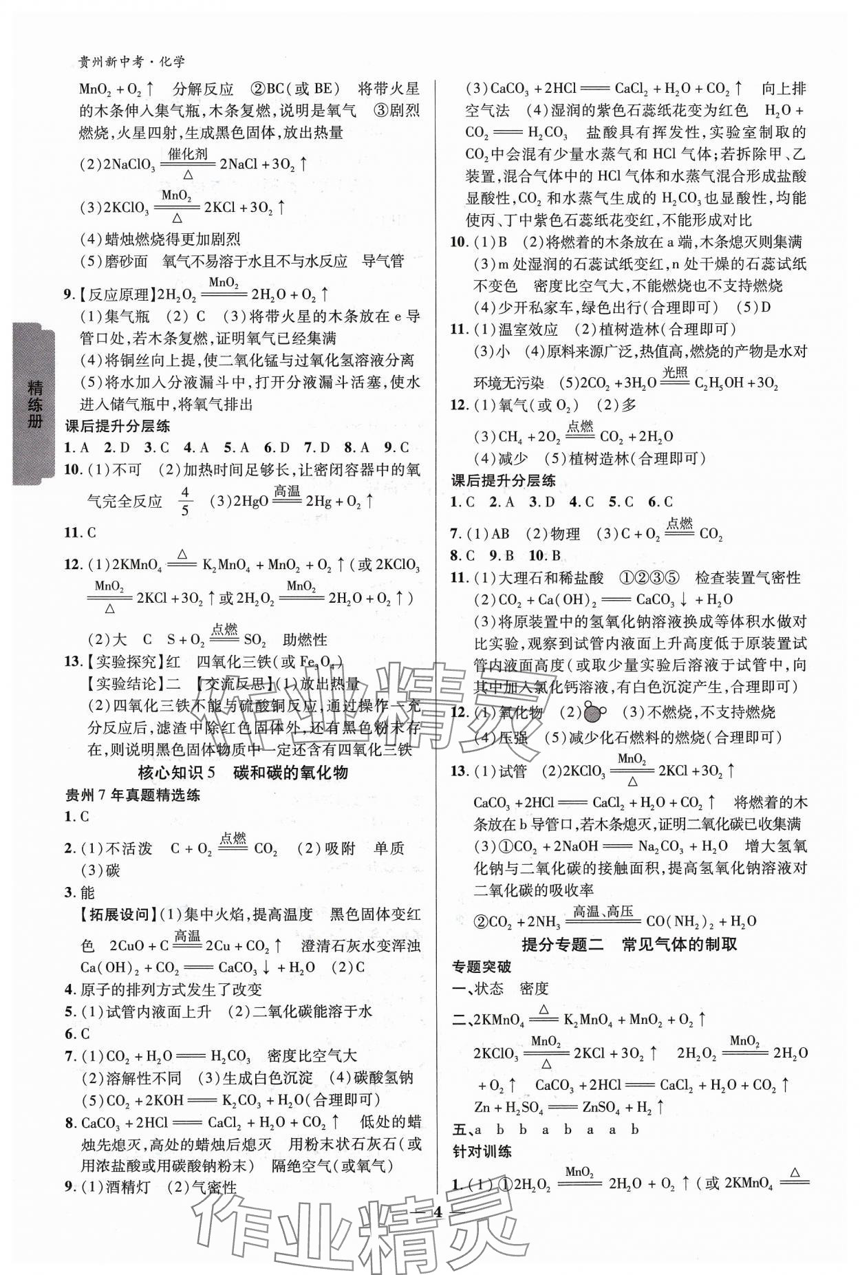 2024年練客新中考新思路化學(xué)貴州專版&nbsp;參考答案第3頁
