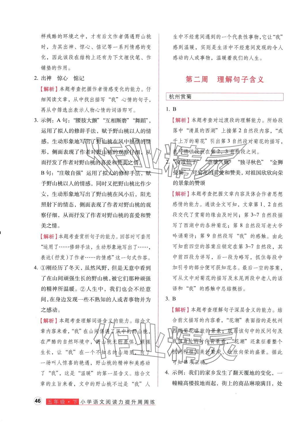 2024年閱讀力提升周周練五年級語文下冊人教版 第3頁