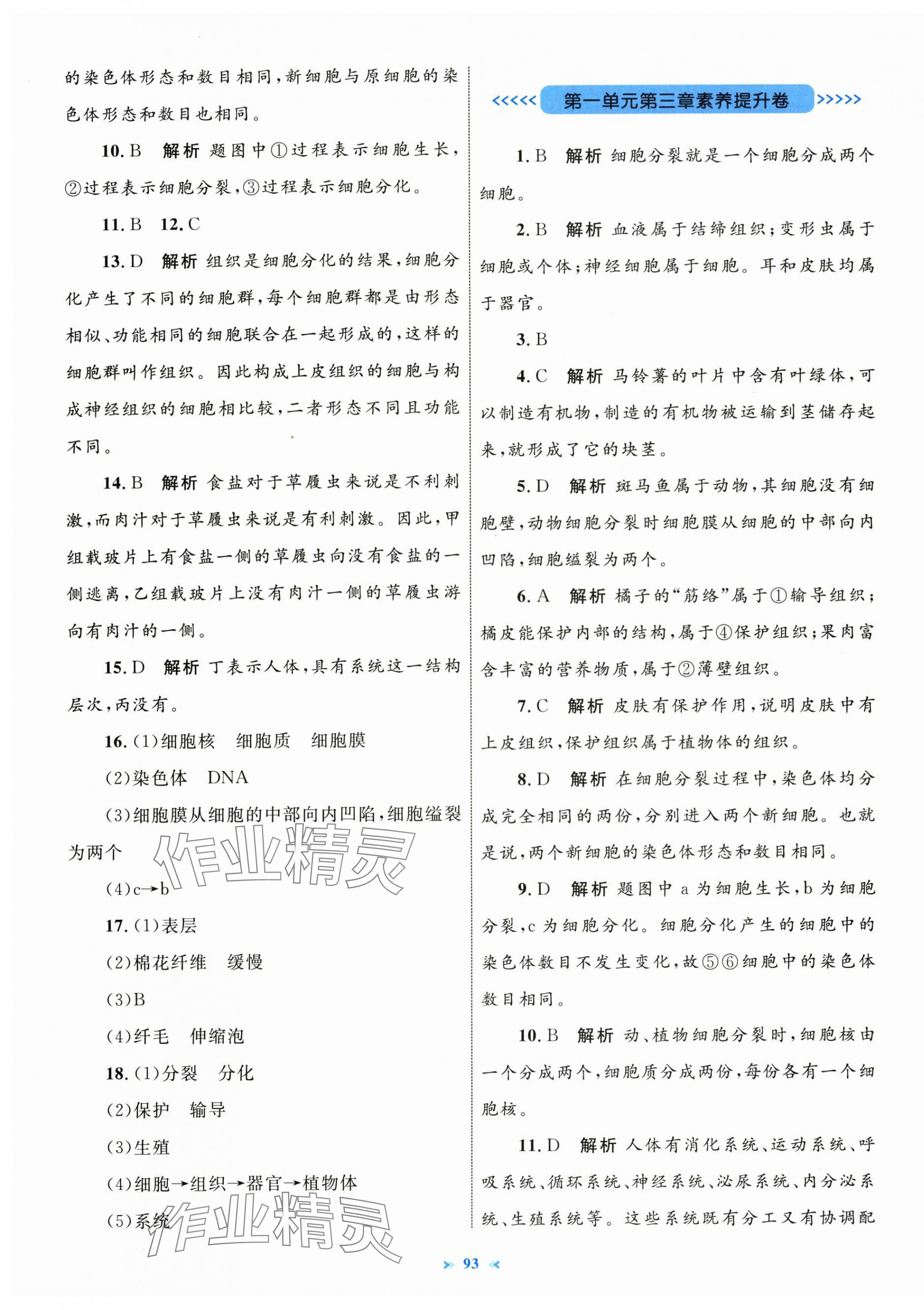 2025年学习目标与检测同步测试卷七年级生物上册人教版&nbsp;第5页