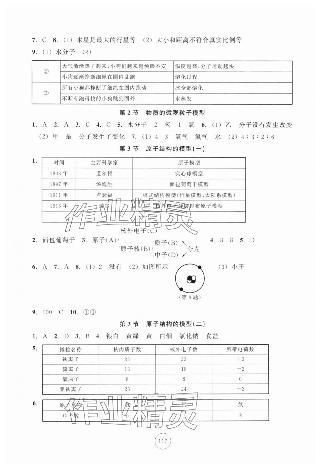 2025年單元學習指導與練習八年級科學下冊浙教版 參考答案第3頁