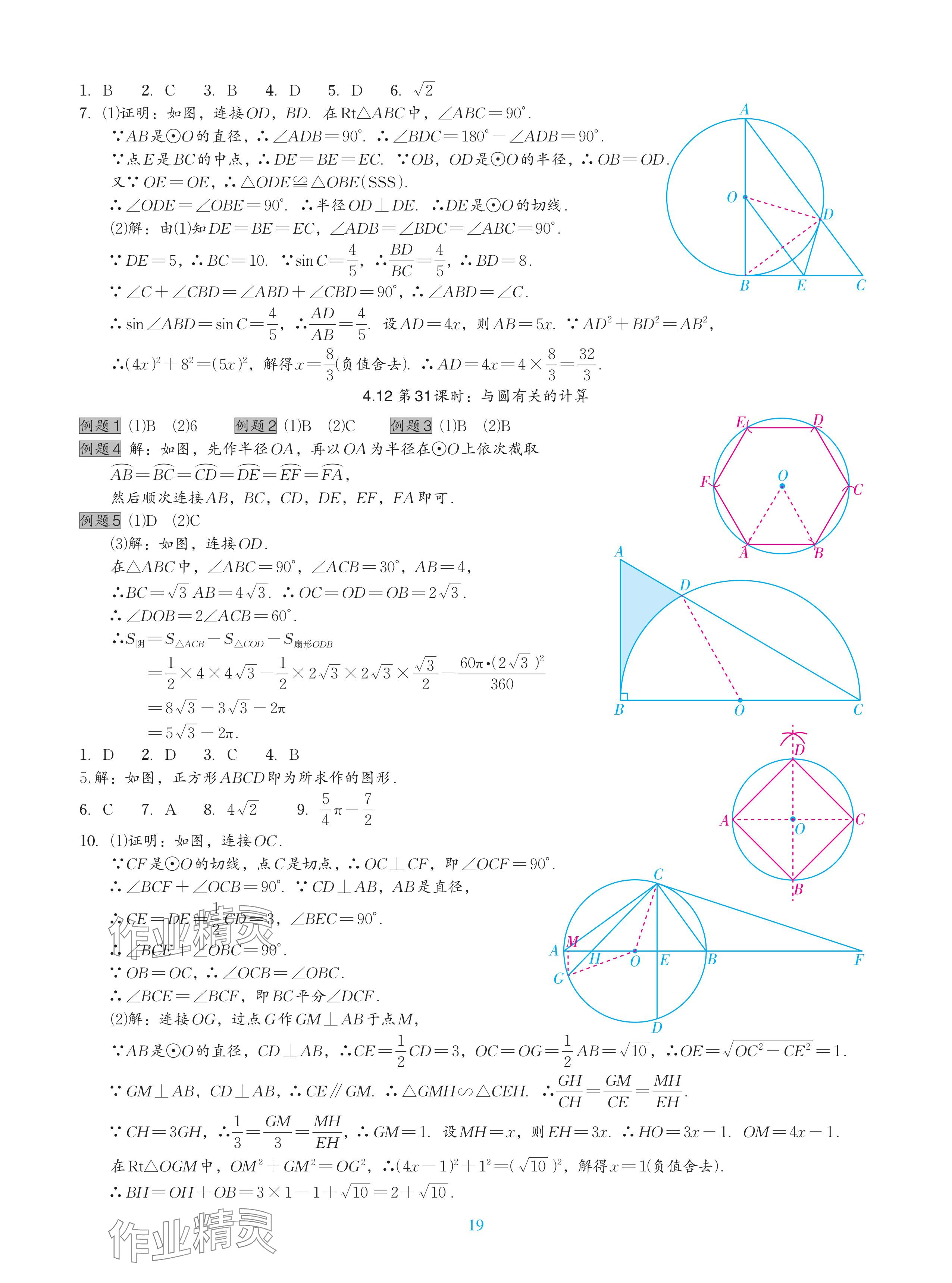 2024年中考复习一本全数学北师大版深圳专版&nbsp;参考答案第19页