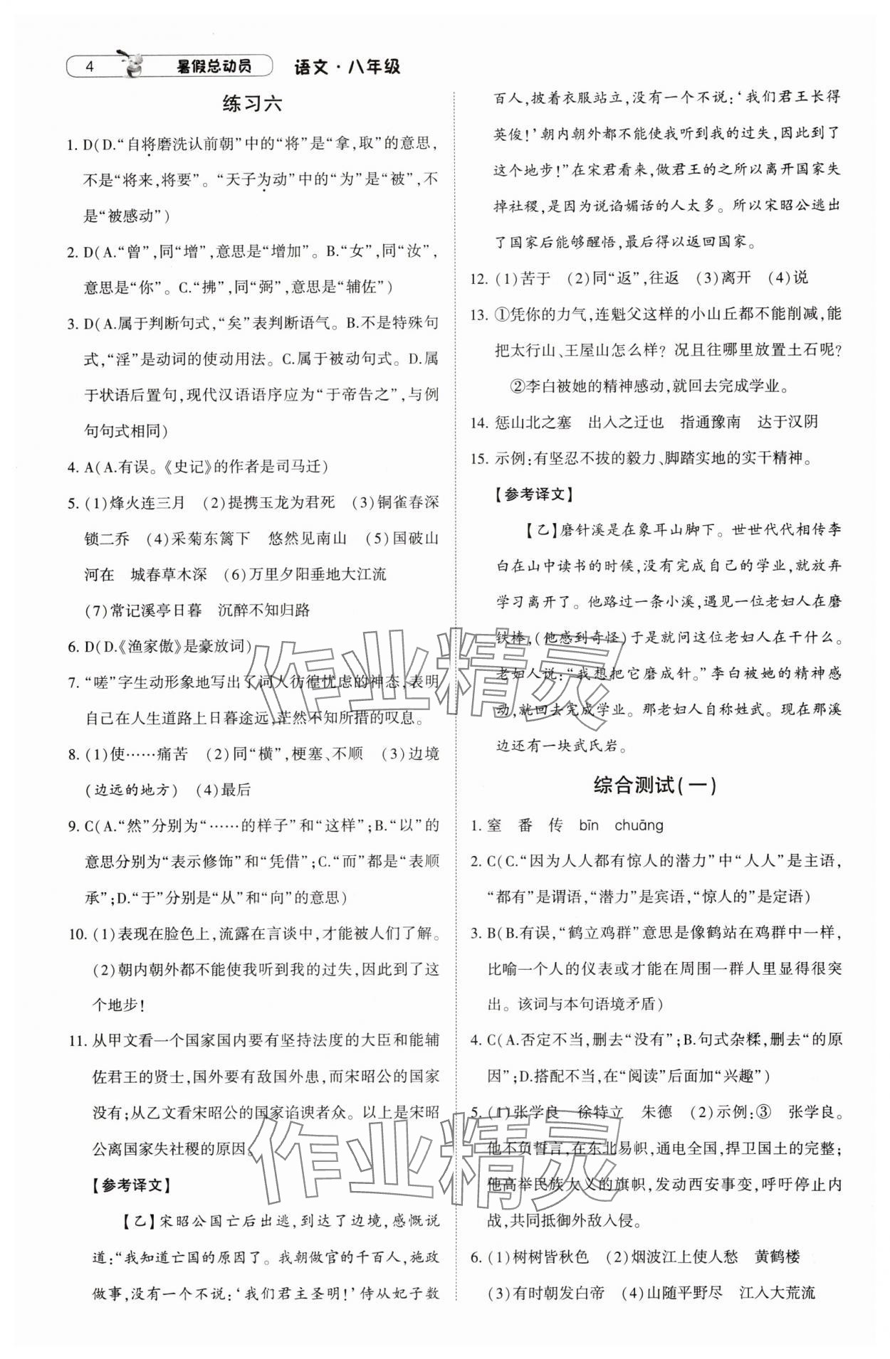 2025年暑假總動員寧夏人民教育出版社八升九語文人教版 第4頁