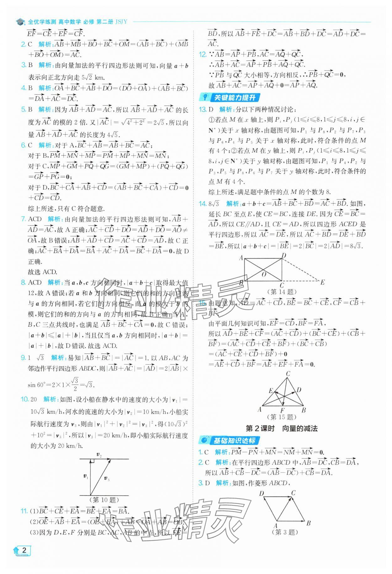 2024年全優(yōu)學(xué)練測(cè)高中數(shù)學(xué)必修第二冊(cè)蘇教版 參考答案第2頁(yè)