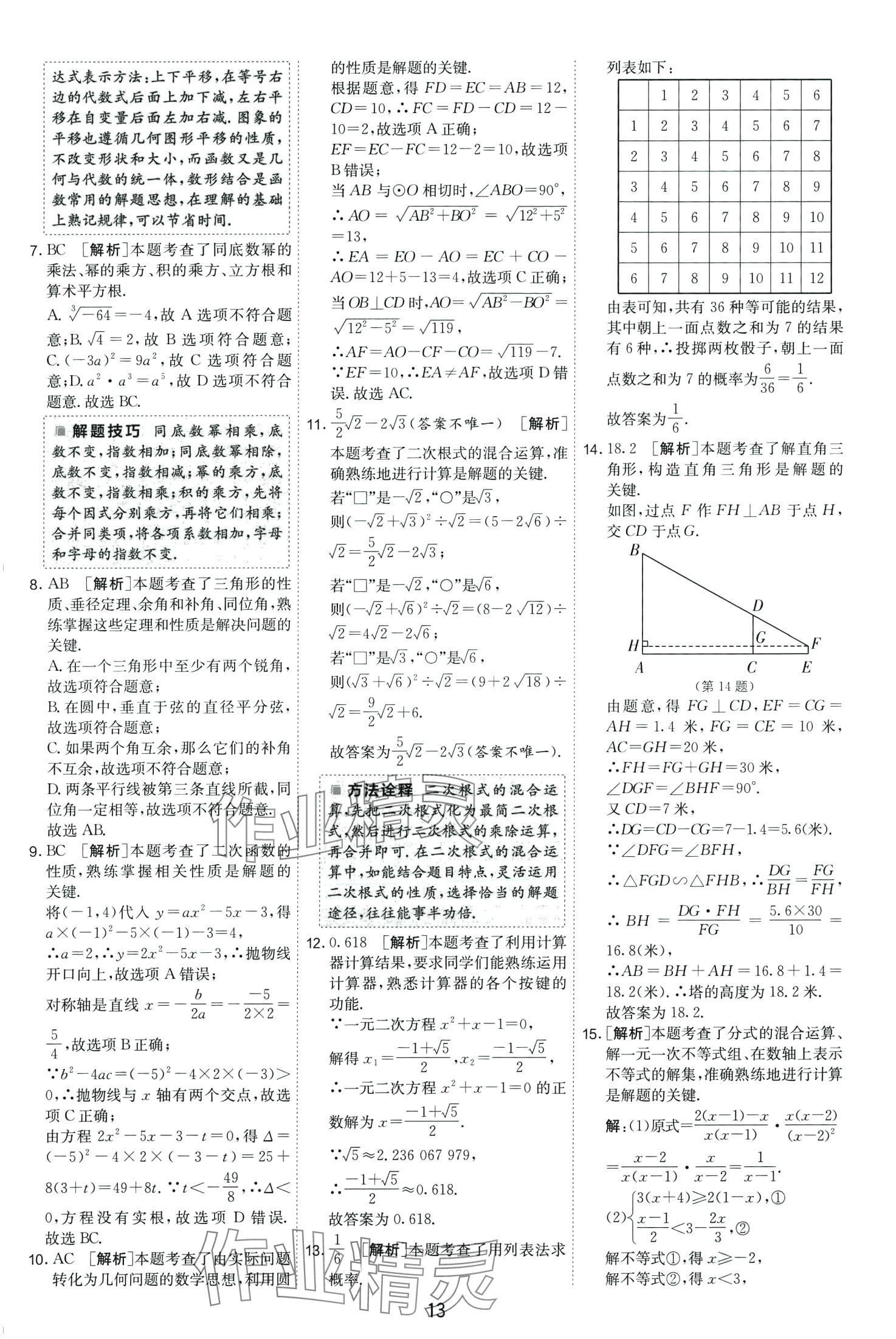 2024年春雨教育考必勝中考試卷精選數學中考山東專版 第15頁