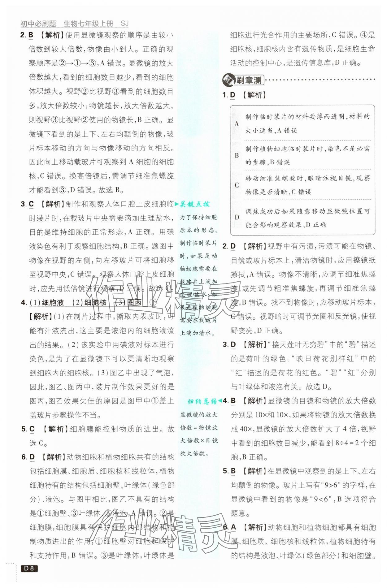 2025年初中必刷題七年級(jí)生物上冊(cè)蘇教版 第8頁(yè)
