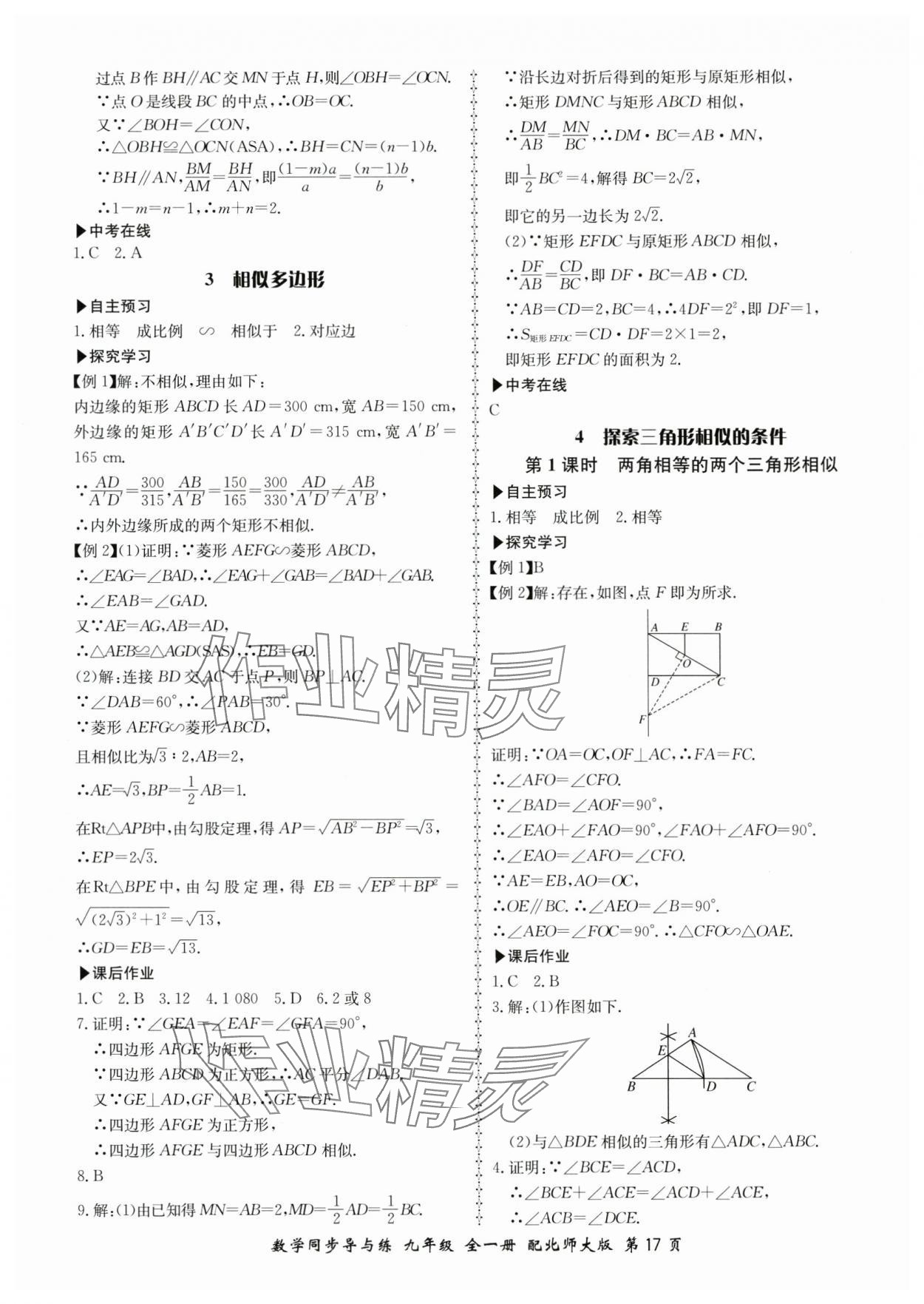 2025年新學案同步導與練九年級數學全一冊北師大版 第17頁