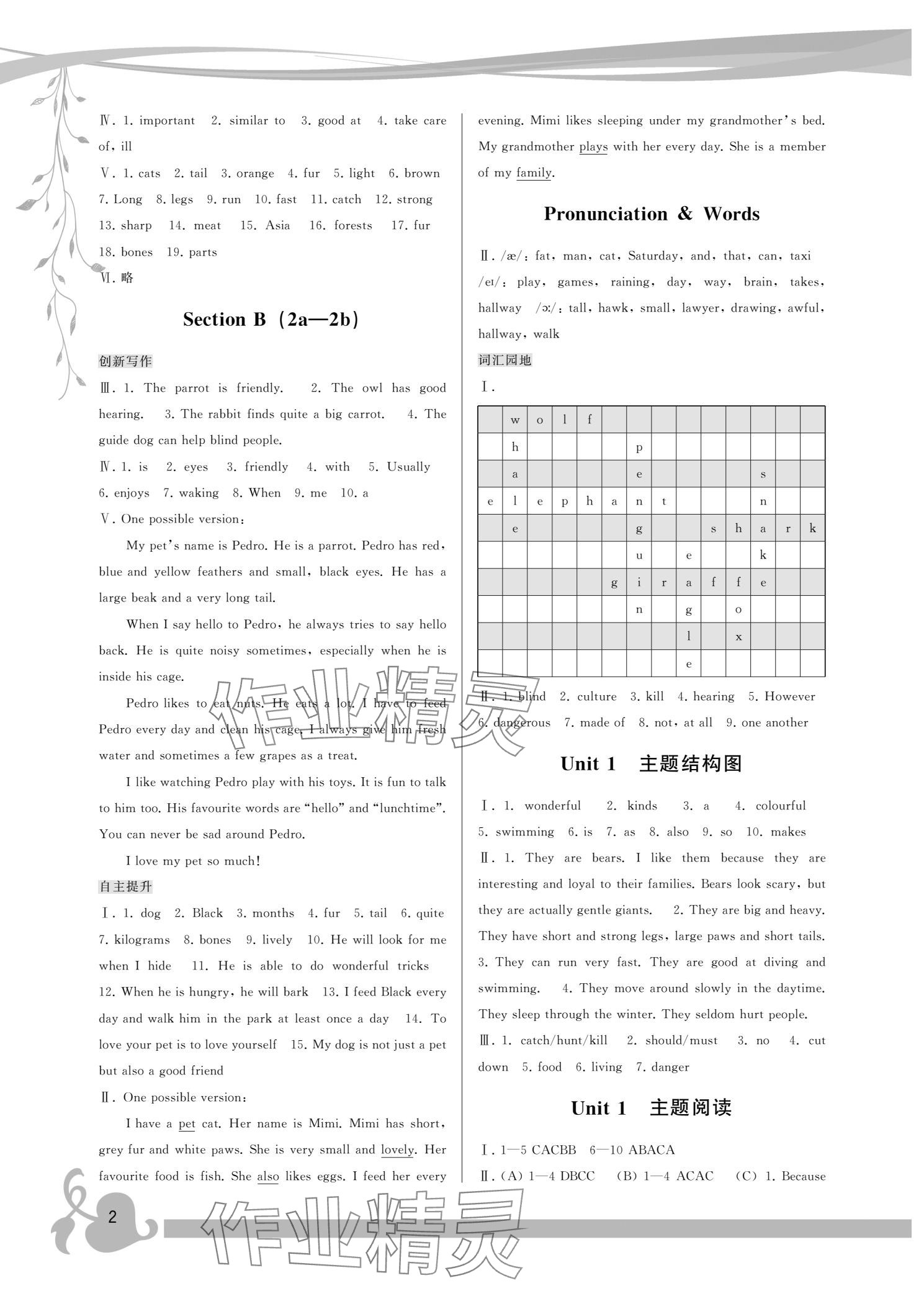 2025年頂尖課課練七年級(jí)英語(yǔ)下冊(cè)人教版 參考答案第2頁(yè)