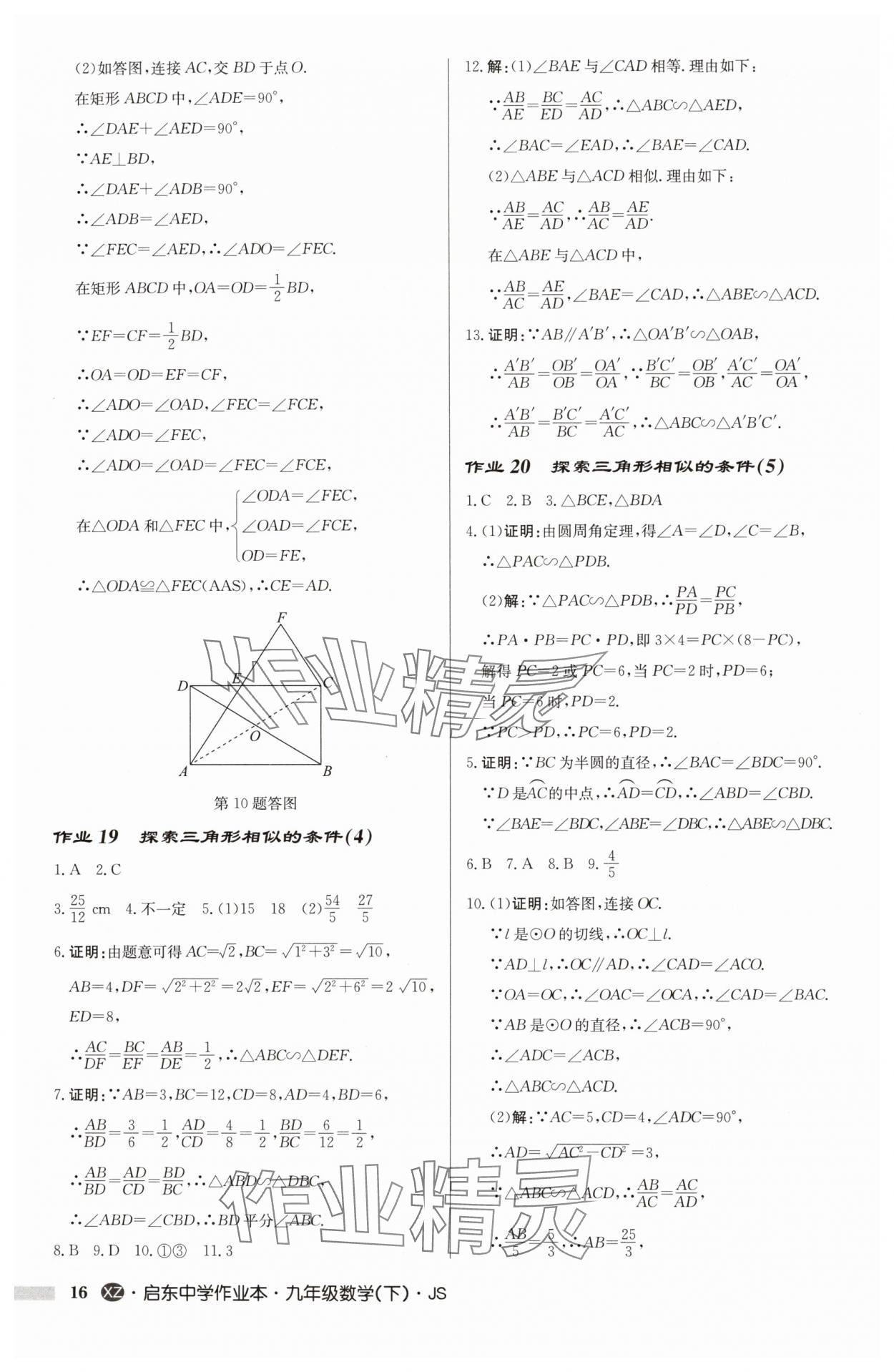 2025年启东中学作业本九年级数学下册苏科版徐州专版 第16页