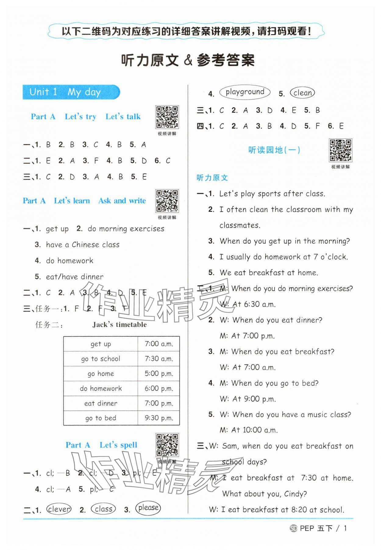 2025年陽光同學課時優化作業五年級英語下冊人教版山東專版 第1頁