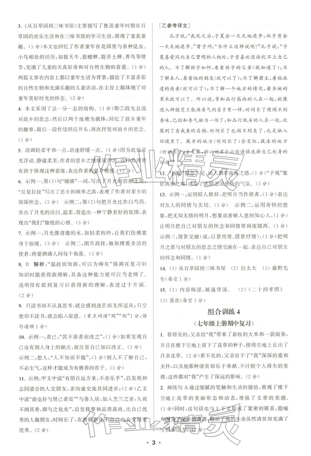 2025年通城学典组合训练七年级语文上册人教版河南专版 第3页