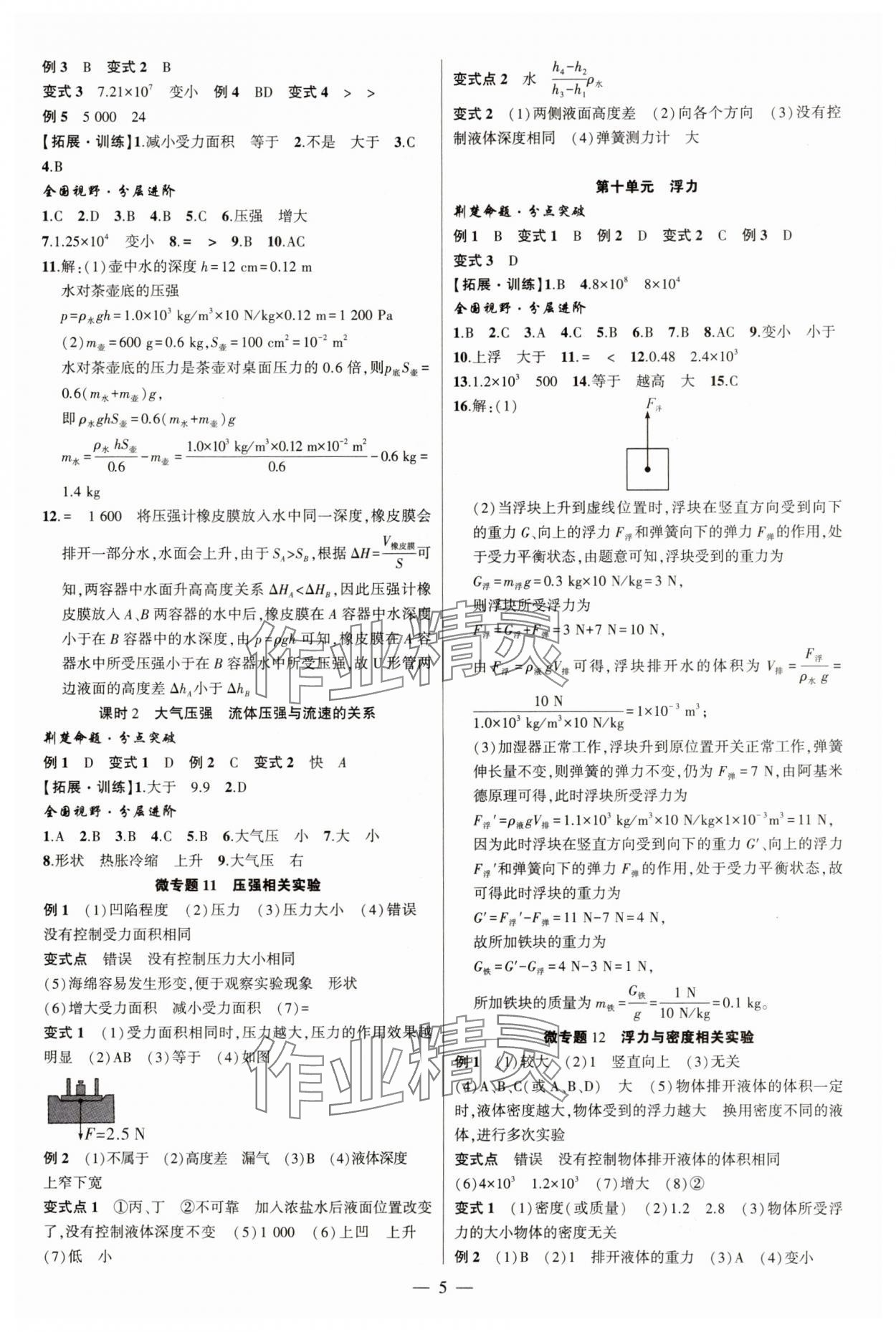 2025年聚焦中考物理中考湖北專版 參考答案第5頁