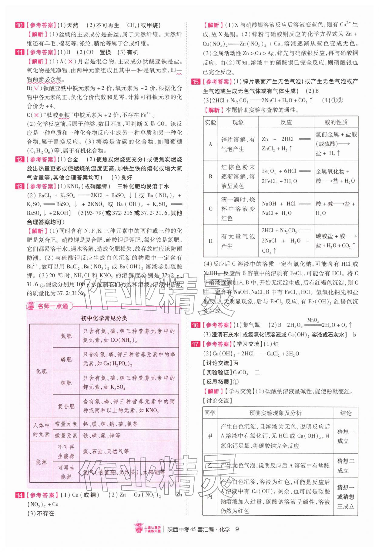 2026年金考卷45套汇编化学陕西专版&nbsp;第9页
