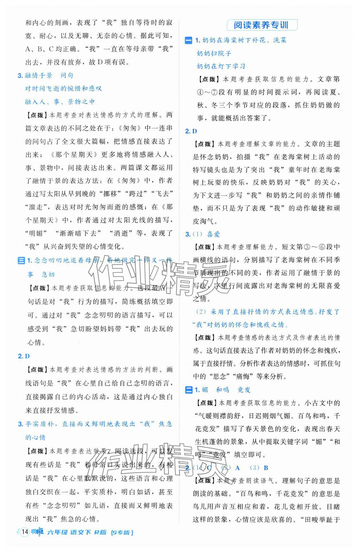 2025年综合应用创新题典中点六年级语文下册人教版江苏专版 第14页