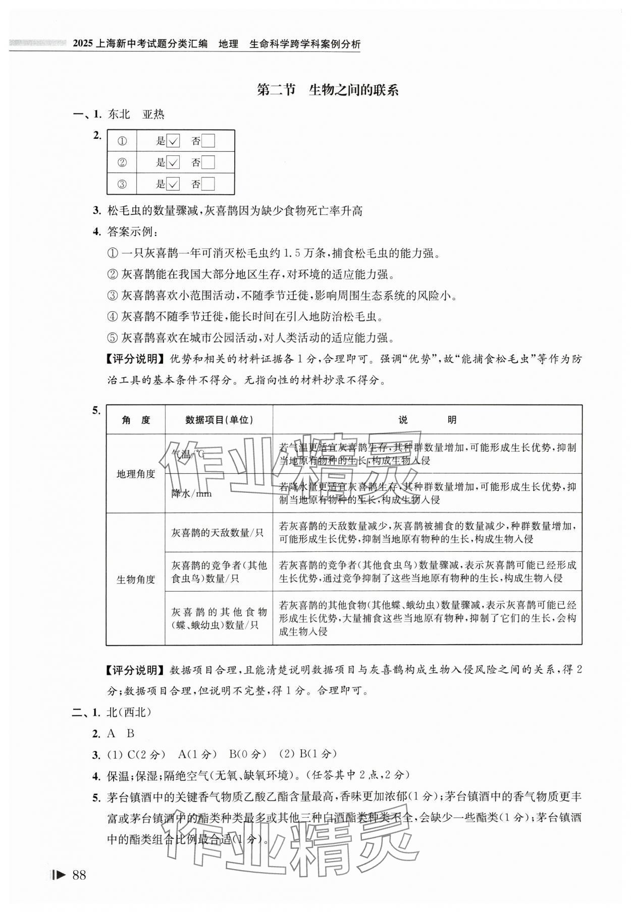 2025年上海新中考試題分類匯編地理生命科學(xué) 參考答案第4頁