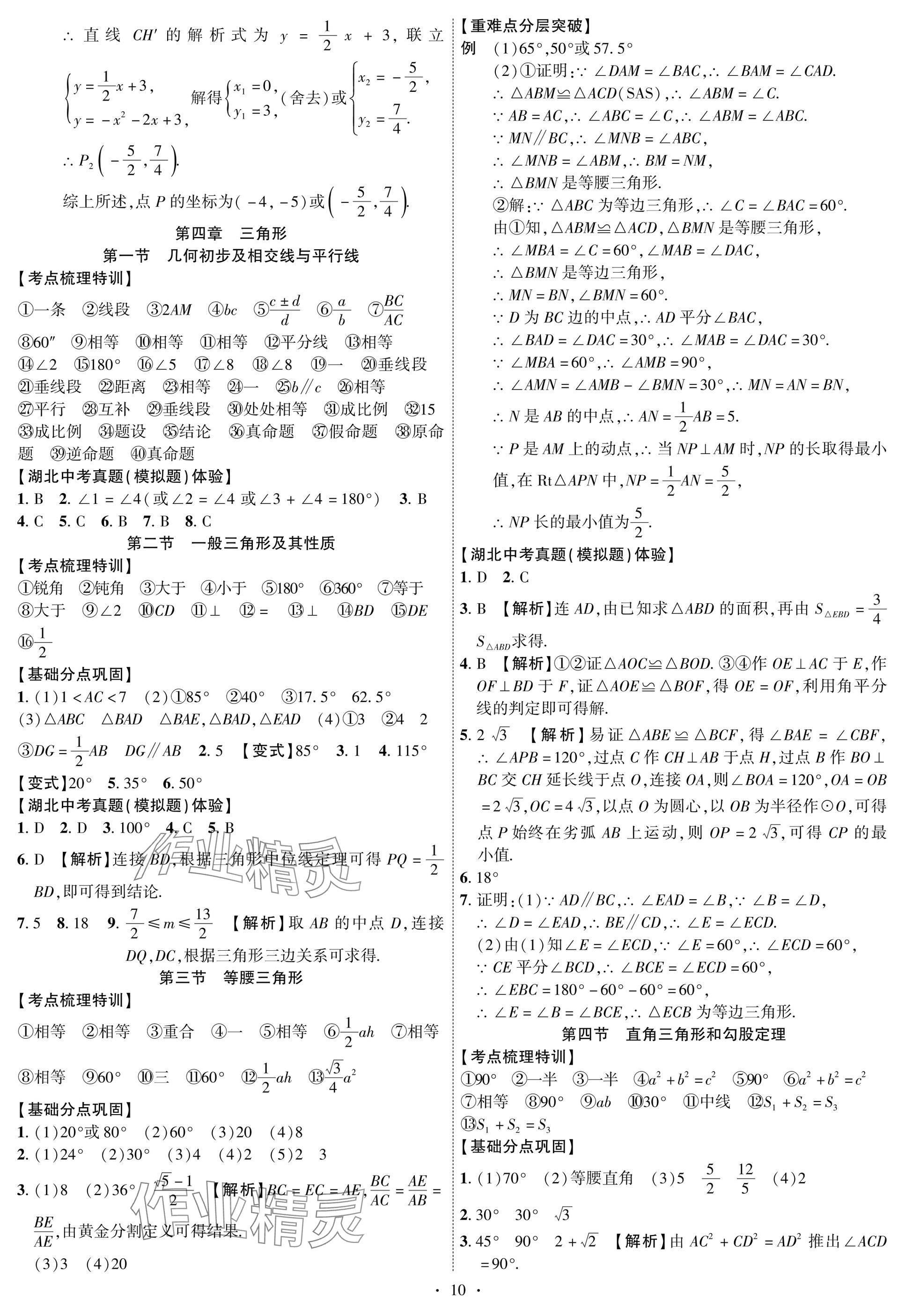 2025年智聯(lián)中考數(shù)學(xué)湖北專版 參考答案第10頁