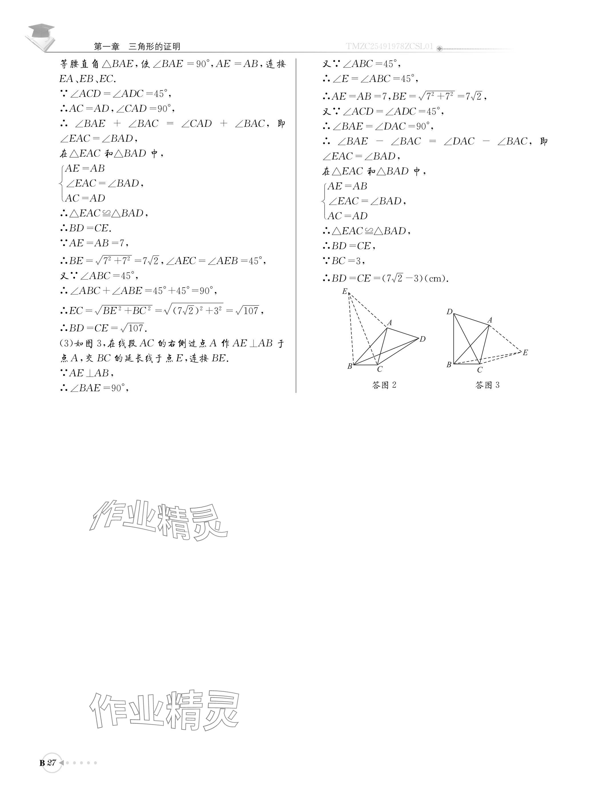 2025年初中数学每日核心导学八年级下册北师大版 参考答案第27页