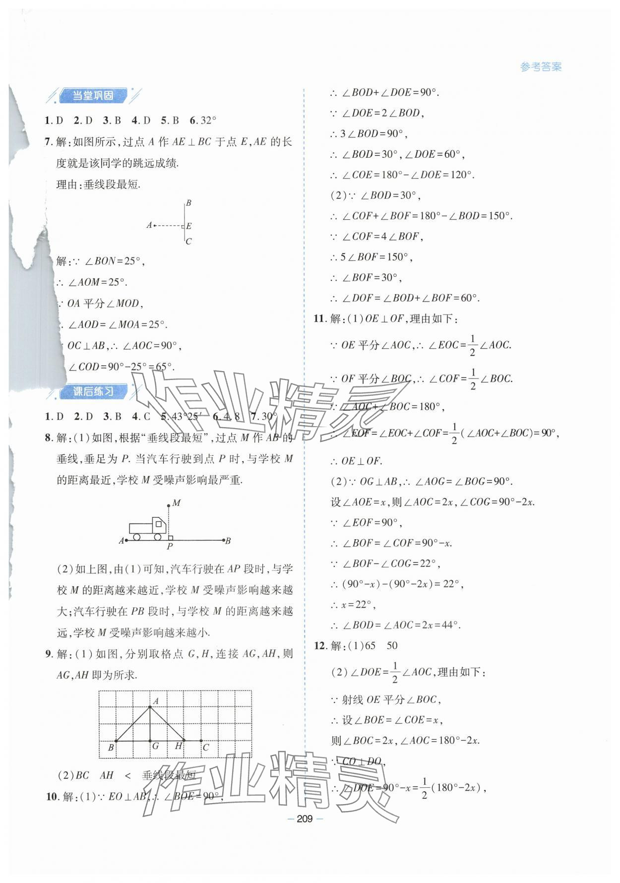 2025年新課堂學習與探究七年級數學下冊北師大版 參考答案第15頁