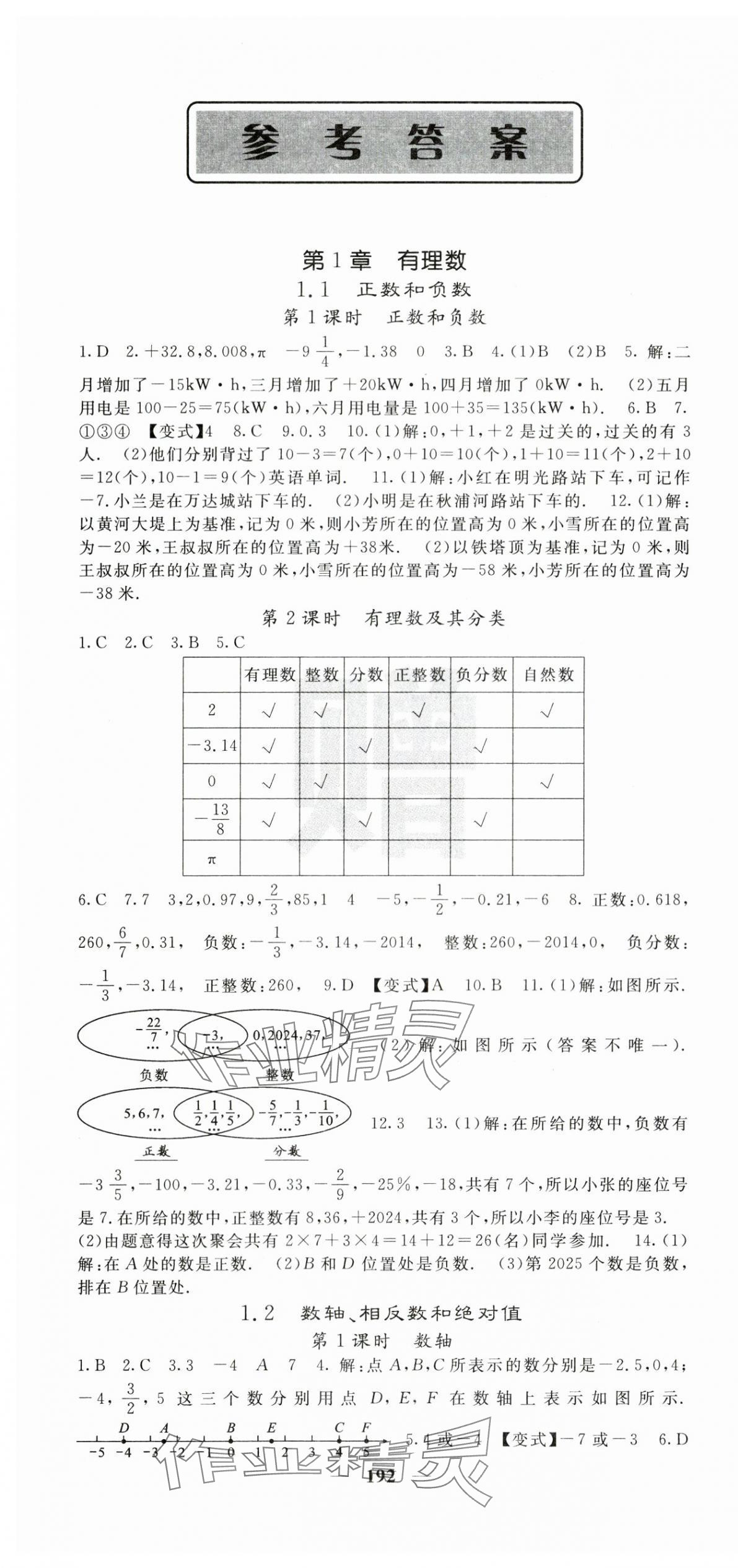 2025年課堂點(diǎn)睛七年級數(shù)學(xué)上冊滬科版 第1頁