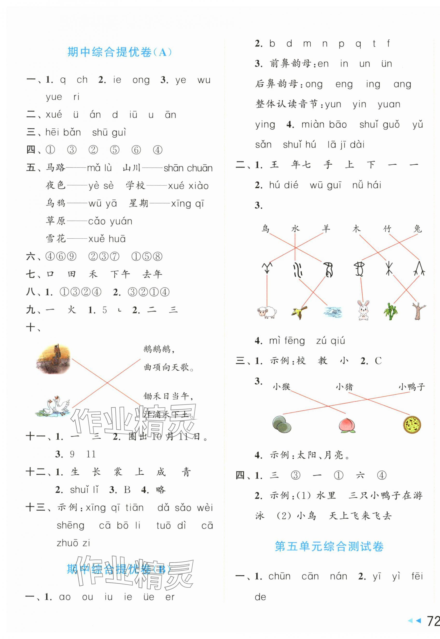 2024年同步跟蹤全程檢測一年級語文上冊人教版 第3頁