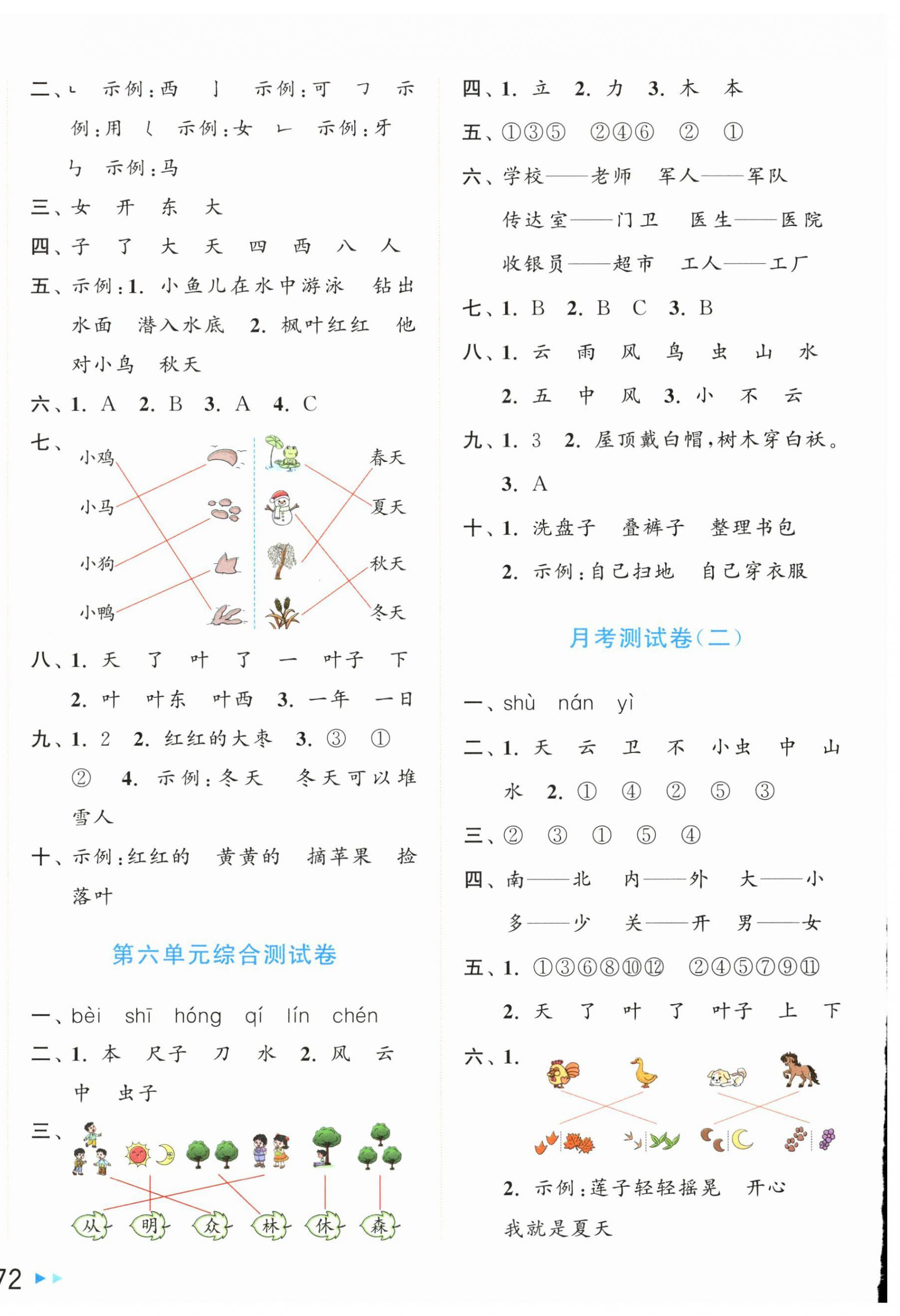 2024年同步跟蹤全程檢測一年級語文上冊人教版 第4頁