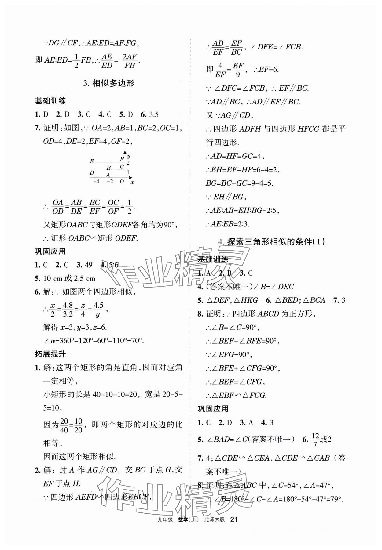 2023年學習之友九年級數(shù)學上冊北師大版 參考答案第21頁