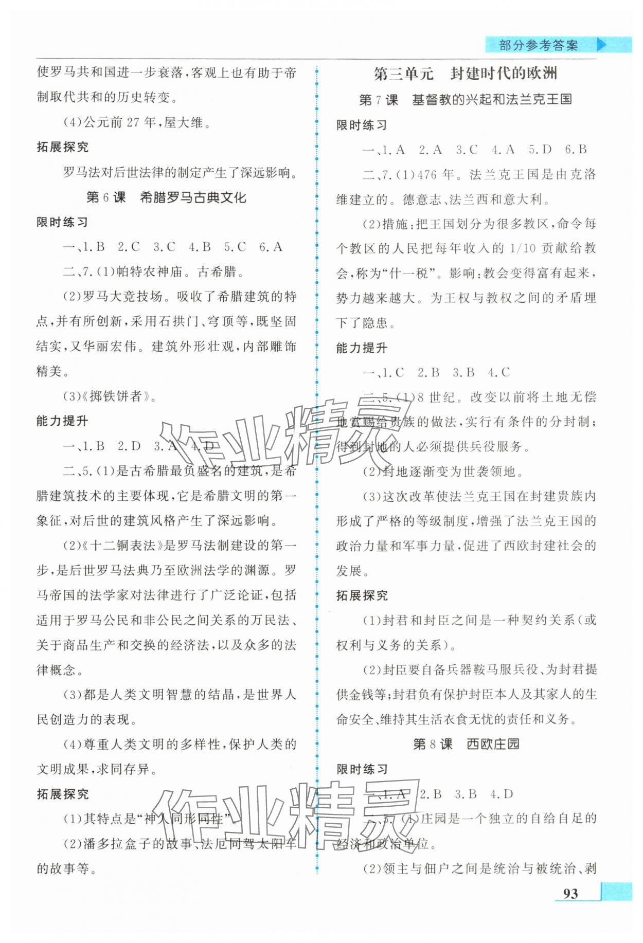 2025年名师点拨配套练习课时作业九年级历史上册人教版 第3页