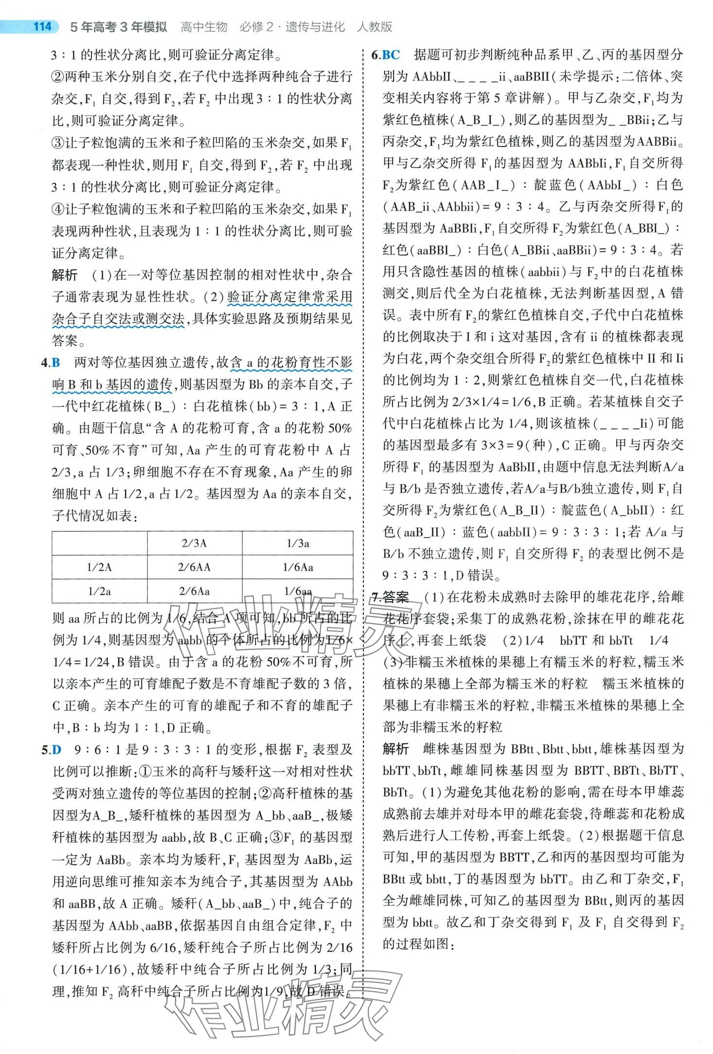 2024年5年高考3年模拟高中生物必修2人教版 第14页