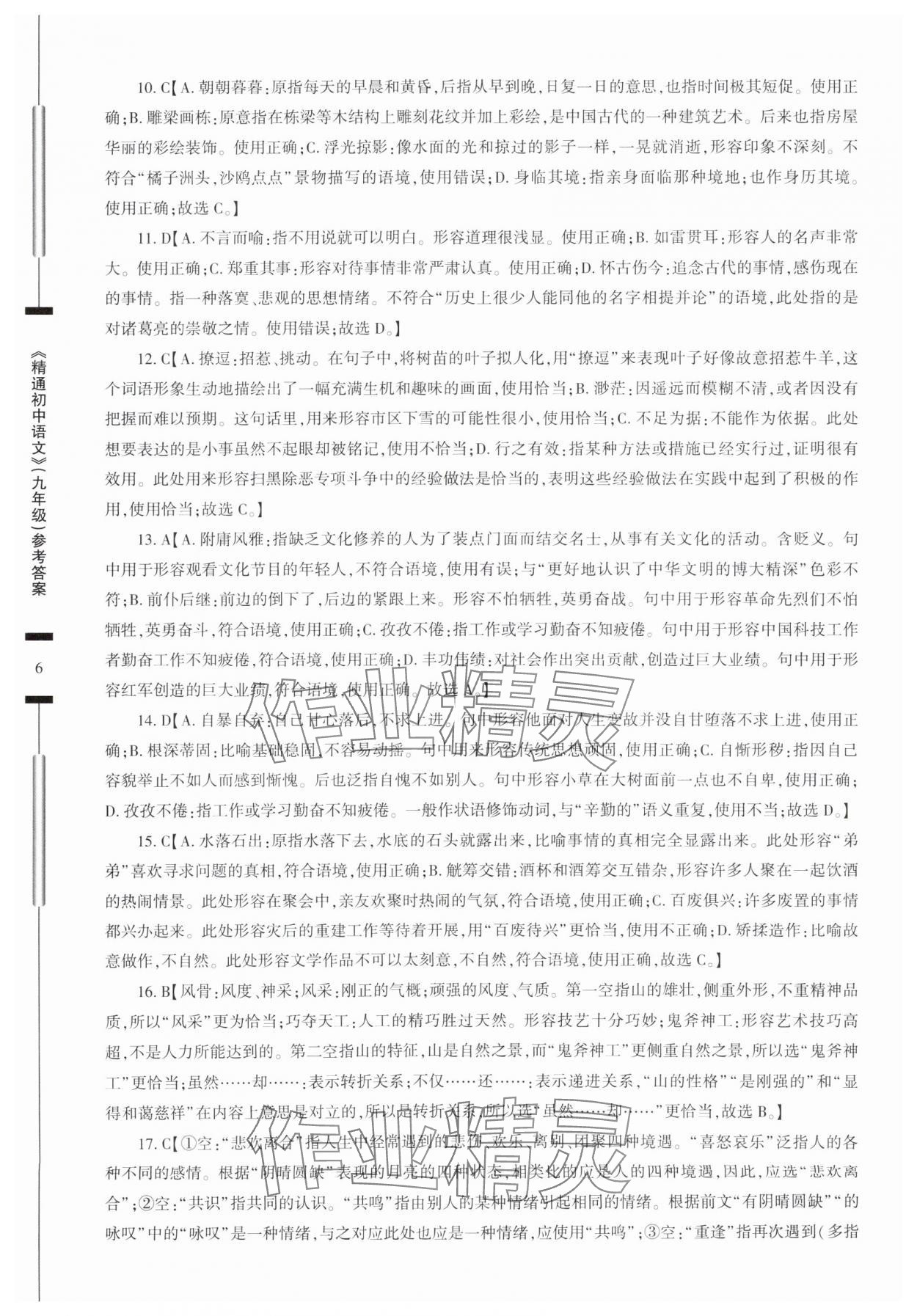 2025年精通初中語文九年級人教版 參考答案第6頁