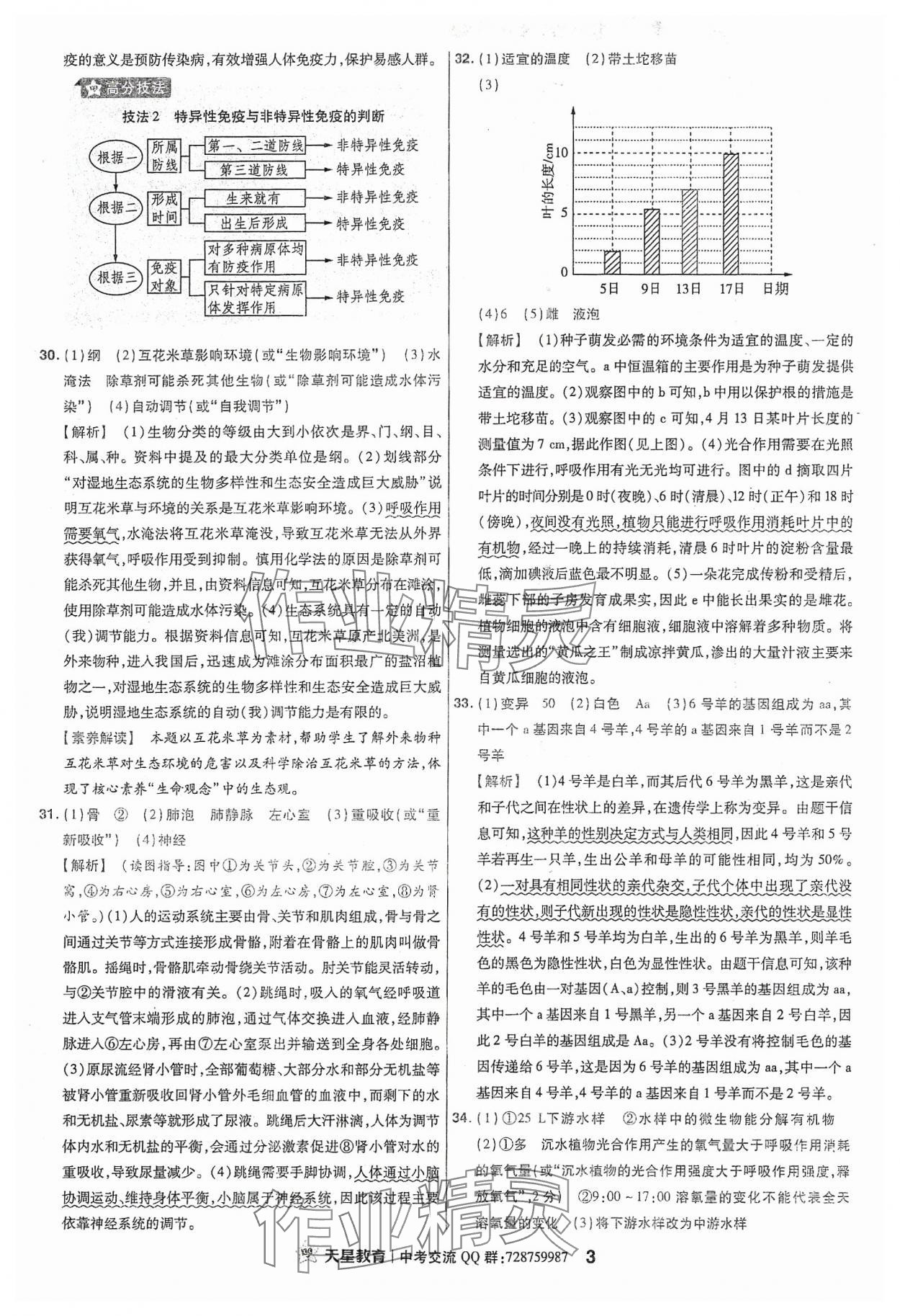 2024年金考卷福建中考45套匯編生物 參考答案第3頁(yè)