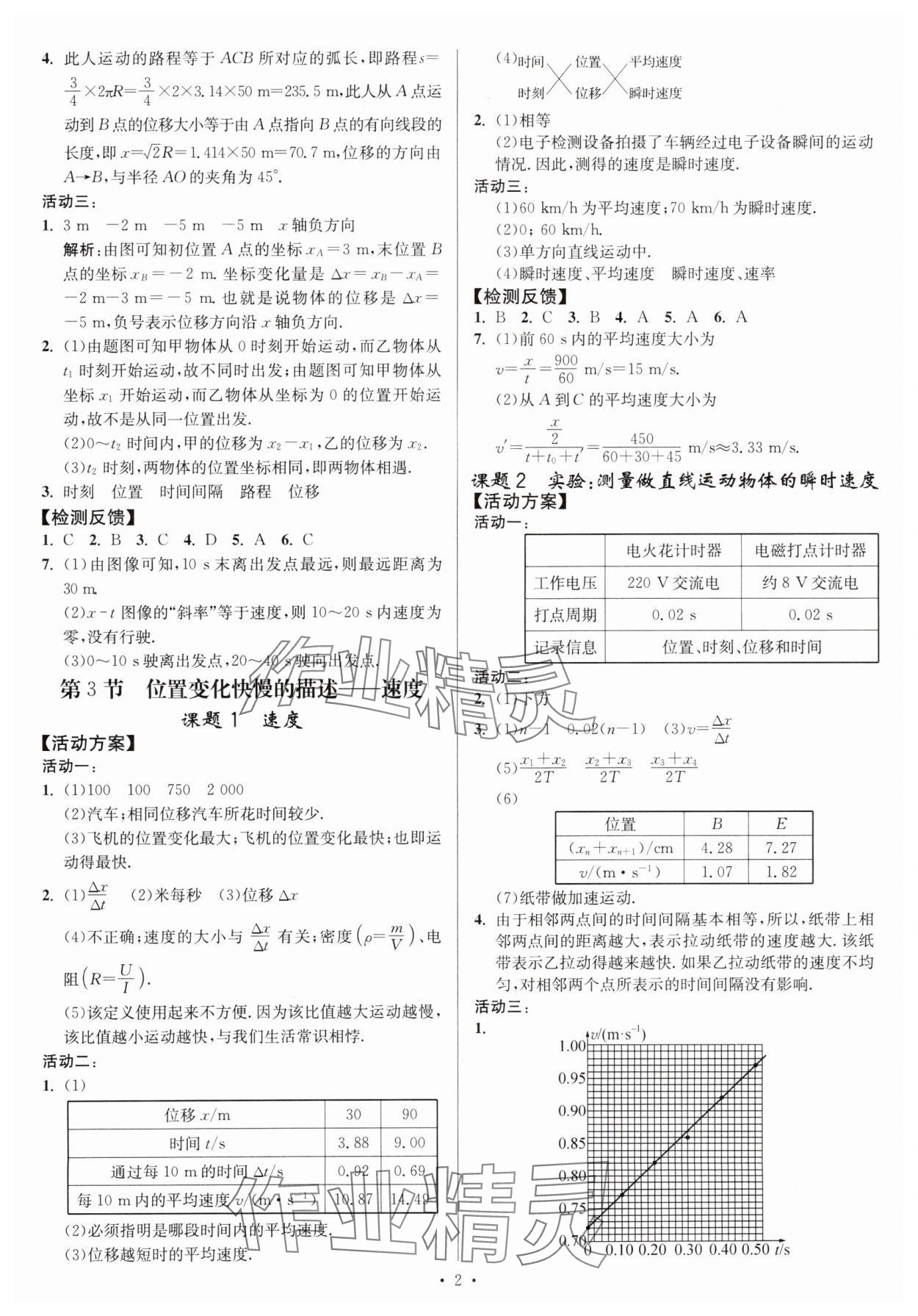 2023年活動(dòng)單導(dǎo)學(xué)課程高中物理必修第一冊(cè)人教版 第2頁(yè)