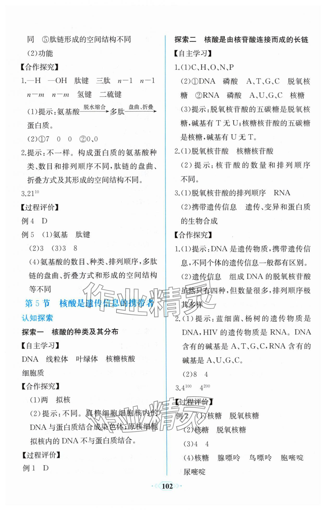 2024年課時練新課程學(xué)習(xí)評價方案高中生物必修1人教版增強(qiáng)版 參考答案第8頁