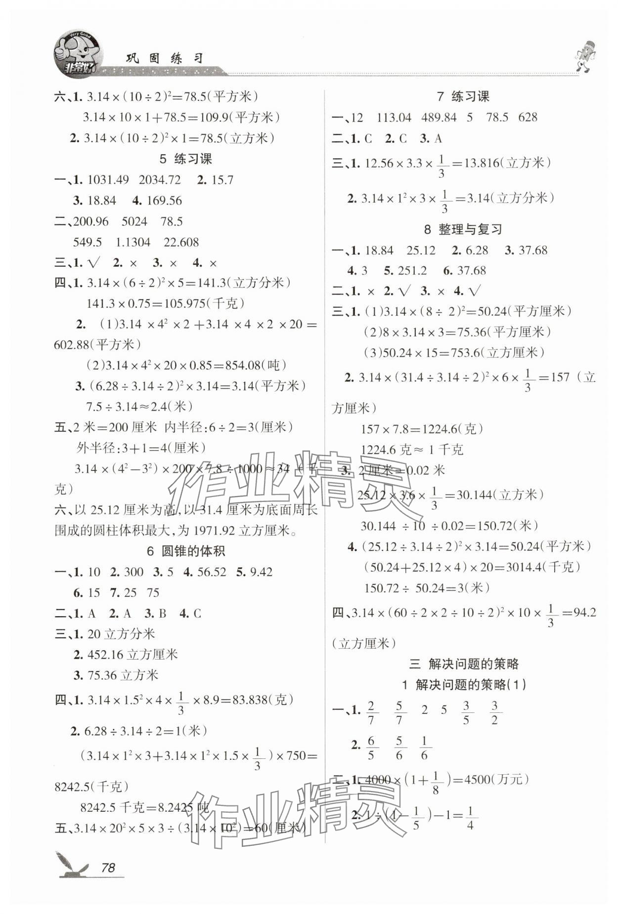 2025年全新巩固练习六年级数学下册苏教版 参考答案第2页