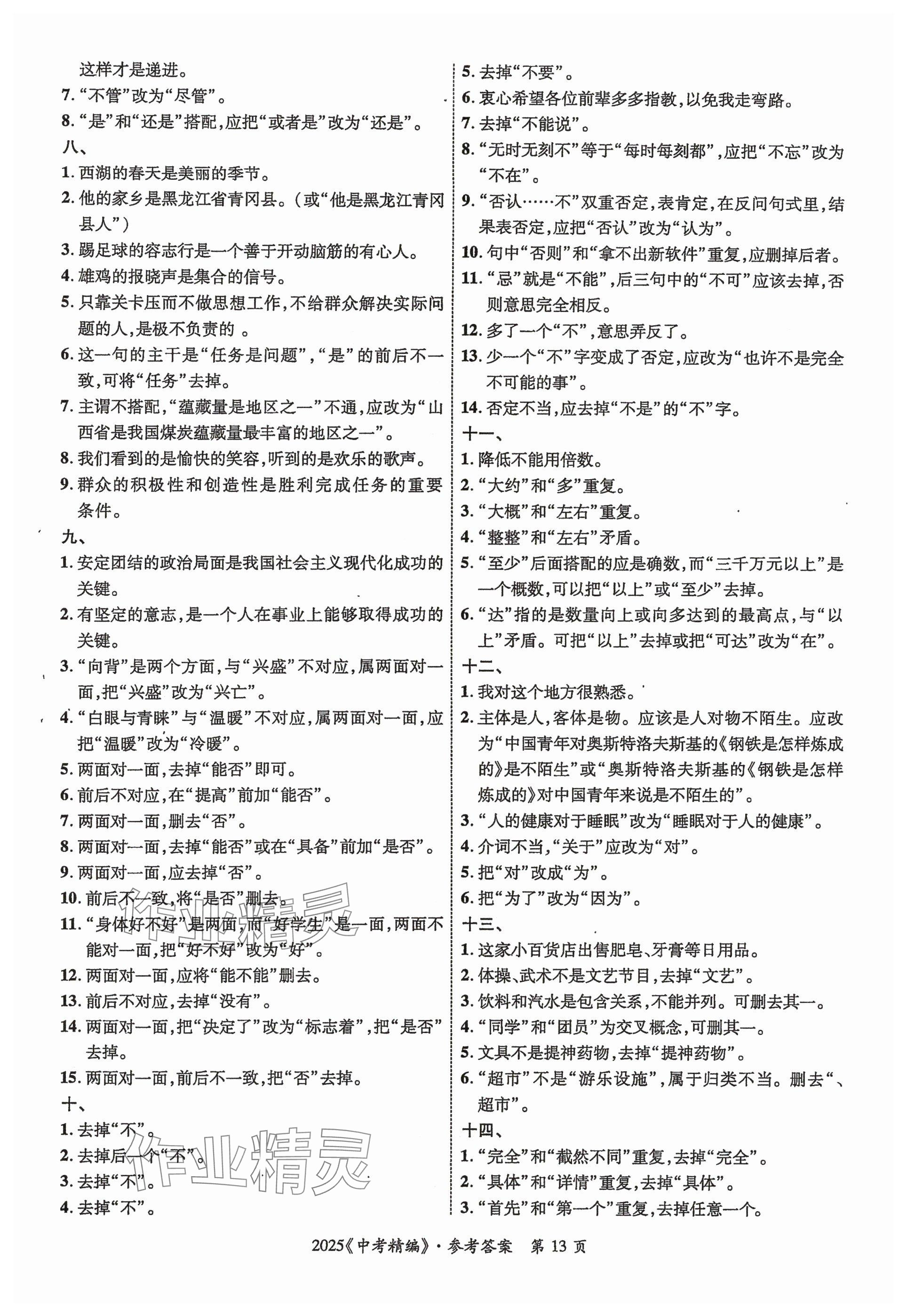 2025年中考精編語文廣東經濟出版社 參考答案第13頁