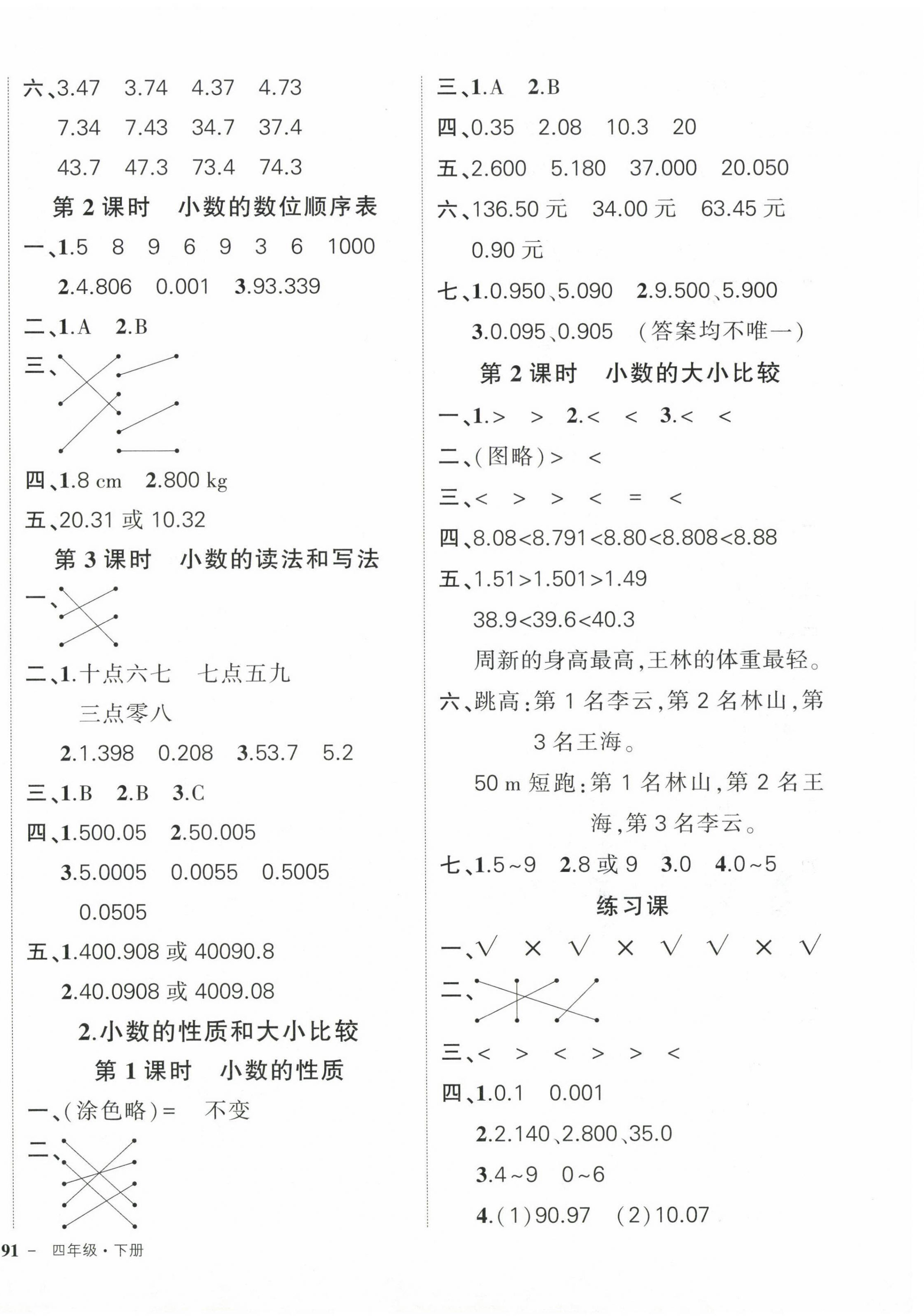 2024年状元成才路创优作业100分四年级数学下册人教版浙江专版 第6页