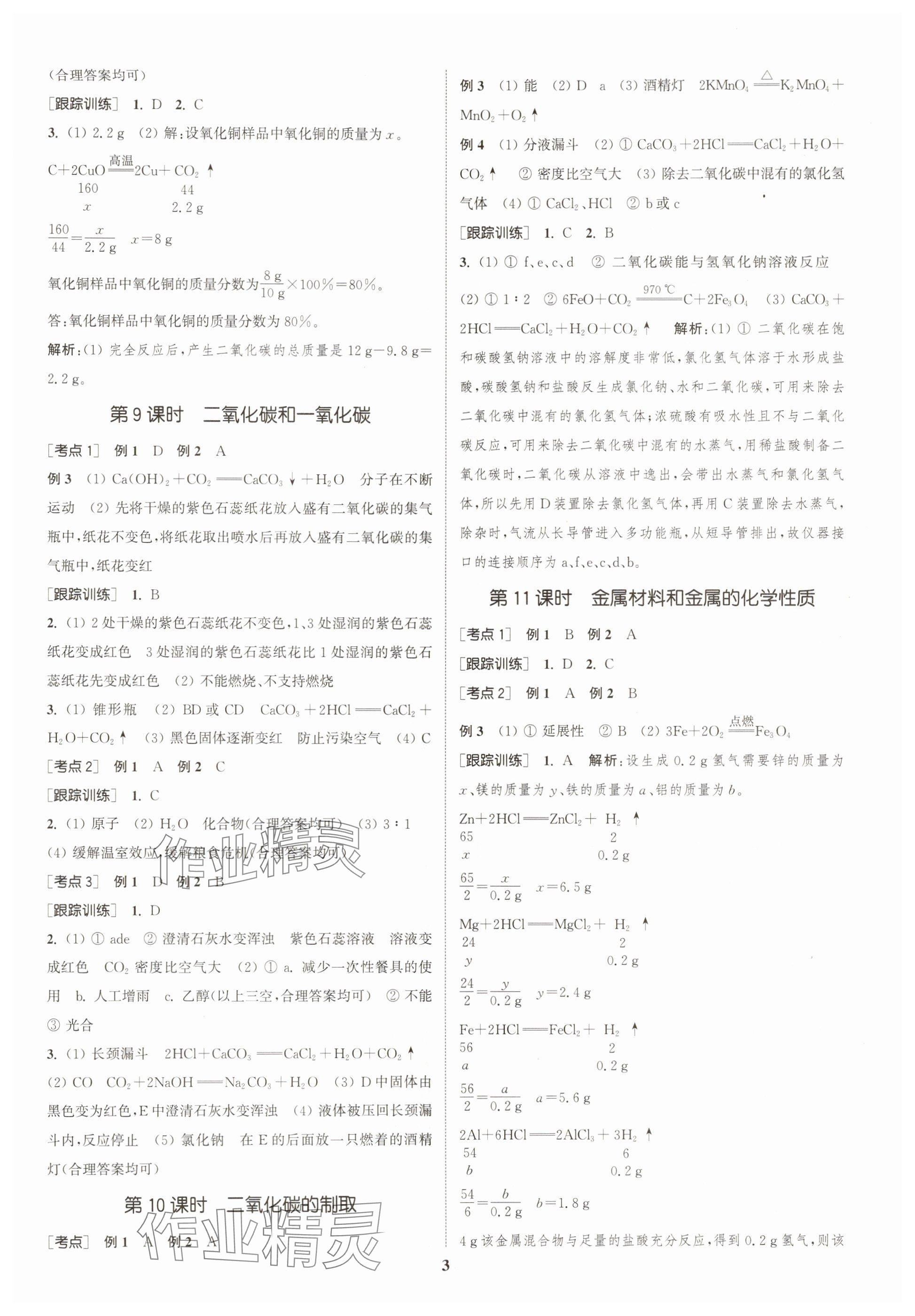 2025年通城学典中考总复习化学江苏专版 参考答案第3页