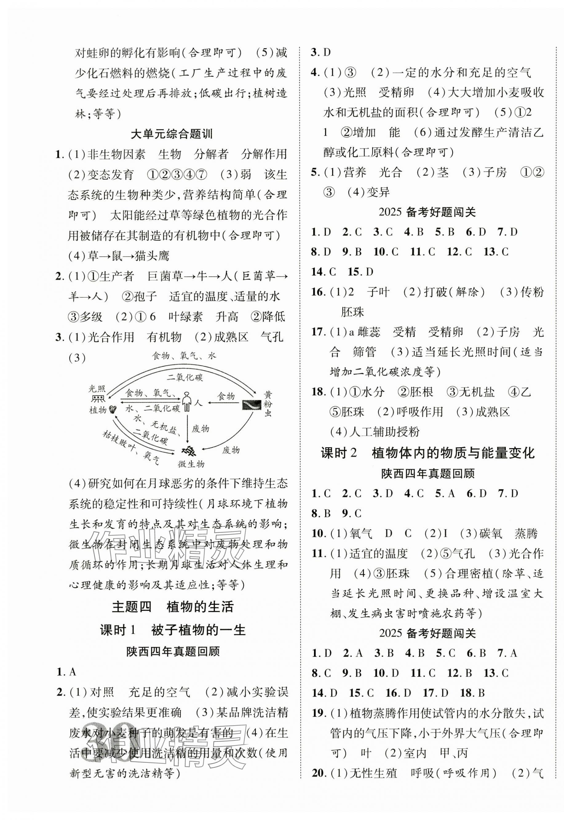 2025年中考總復(fù)習(xí)優(yōu)化指導(dǎo)生物陜西中考 第3頁